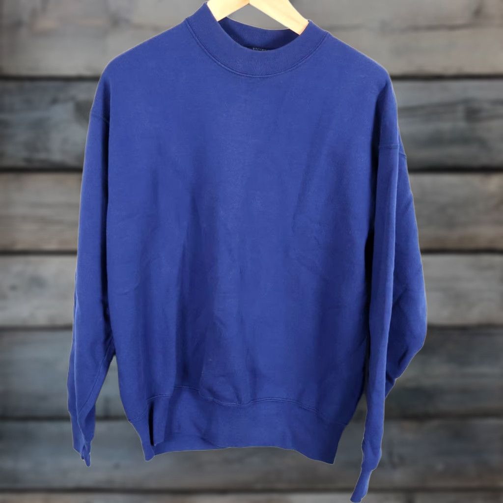 Vintage VINTAGE B.V.D Sweatshirt Mens XL Blue 50/50 Crewneck Pullover USA Tag 90s Retro Hipster Dark Blue Solid Blank Sweater Size US XL / EU 56 / 4 - 1 Thumbnail