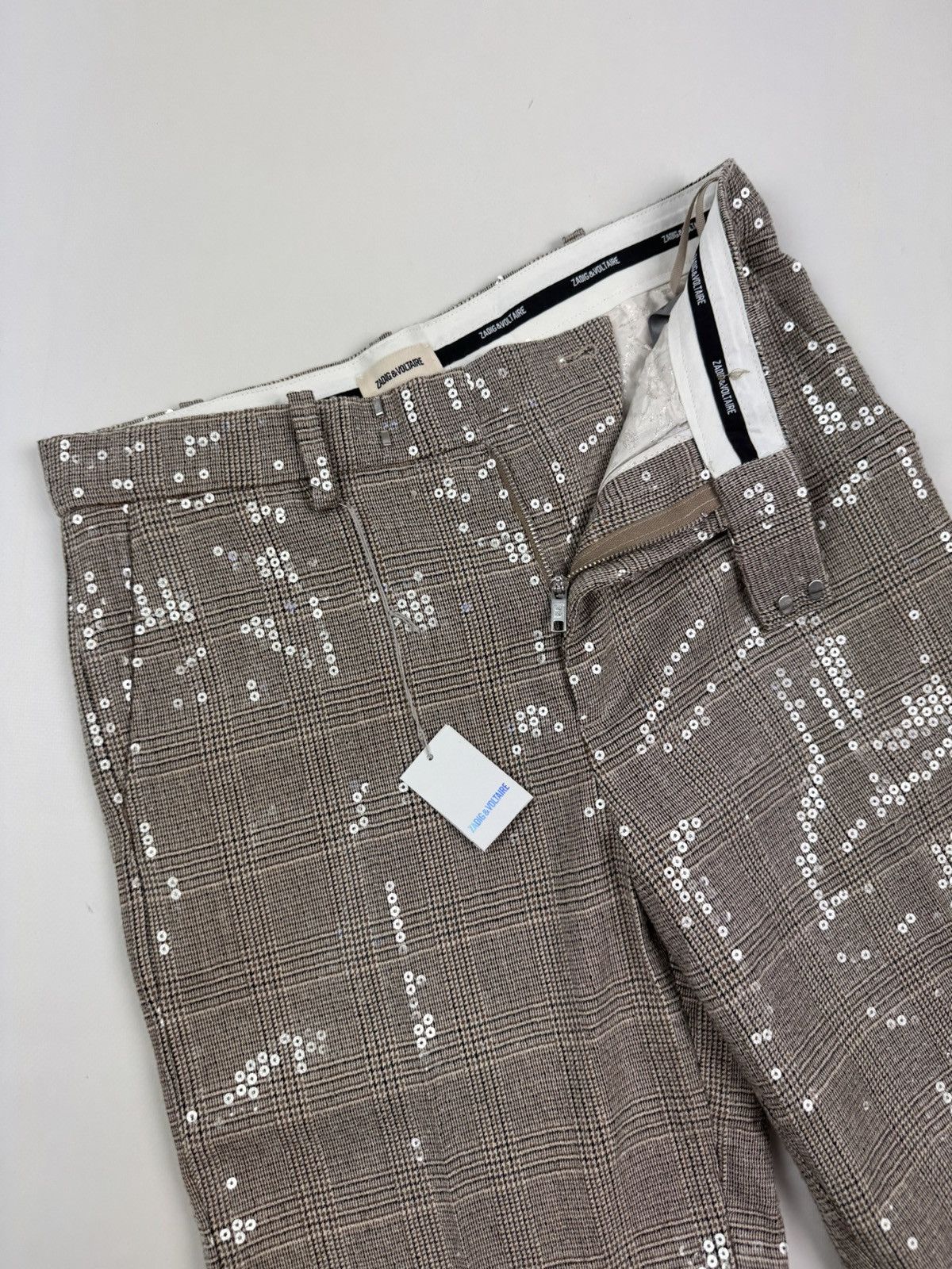 Zadig & Voltaire New! Zadig&Voltaire Peter Car Sequin Beige Women’s Pants Size 26" / US 2 / IT 38 - 10 Thumbnail