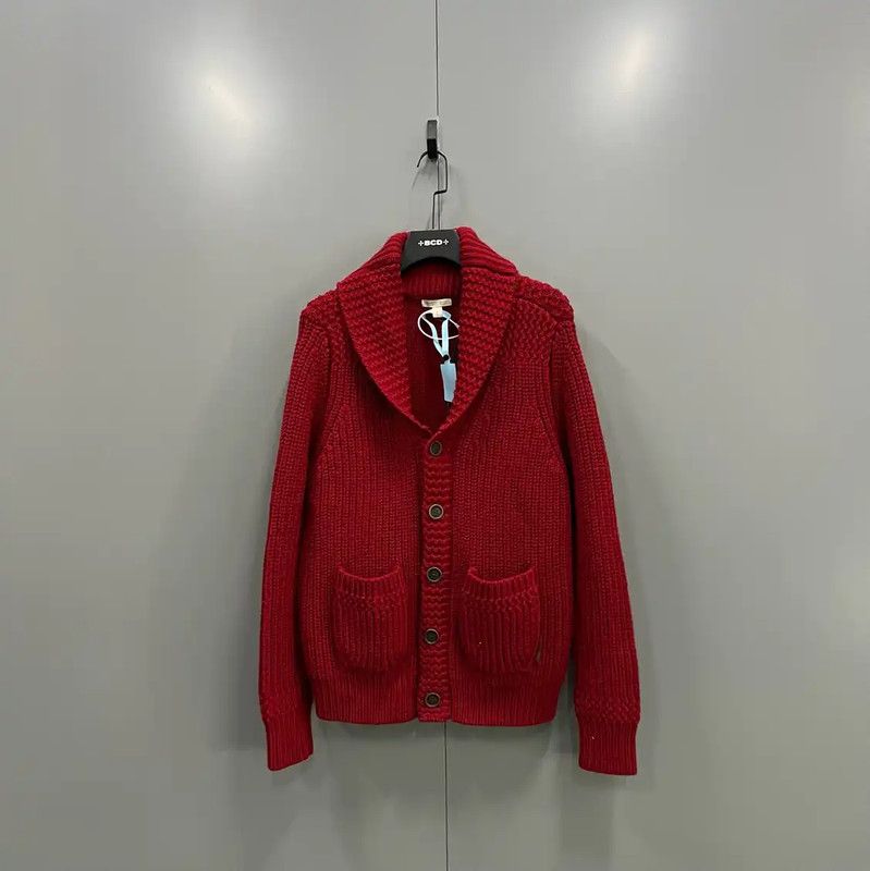Burberry Burberry Red Wool Long Sleeve Cardigan Size L / US 10 / IT 46 - 1 Thumbnail