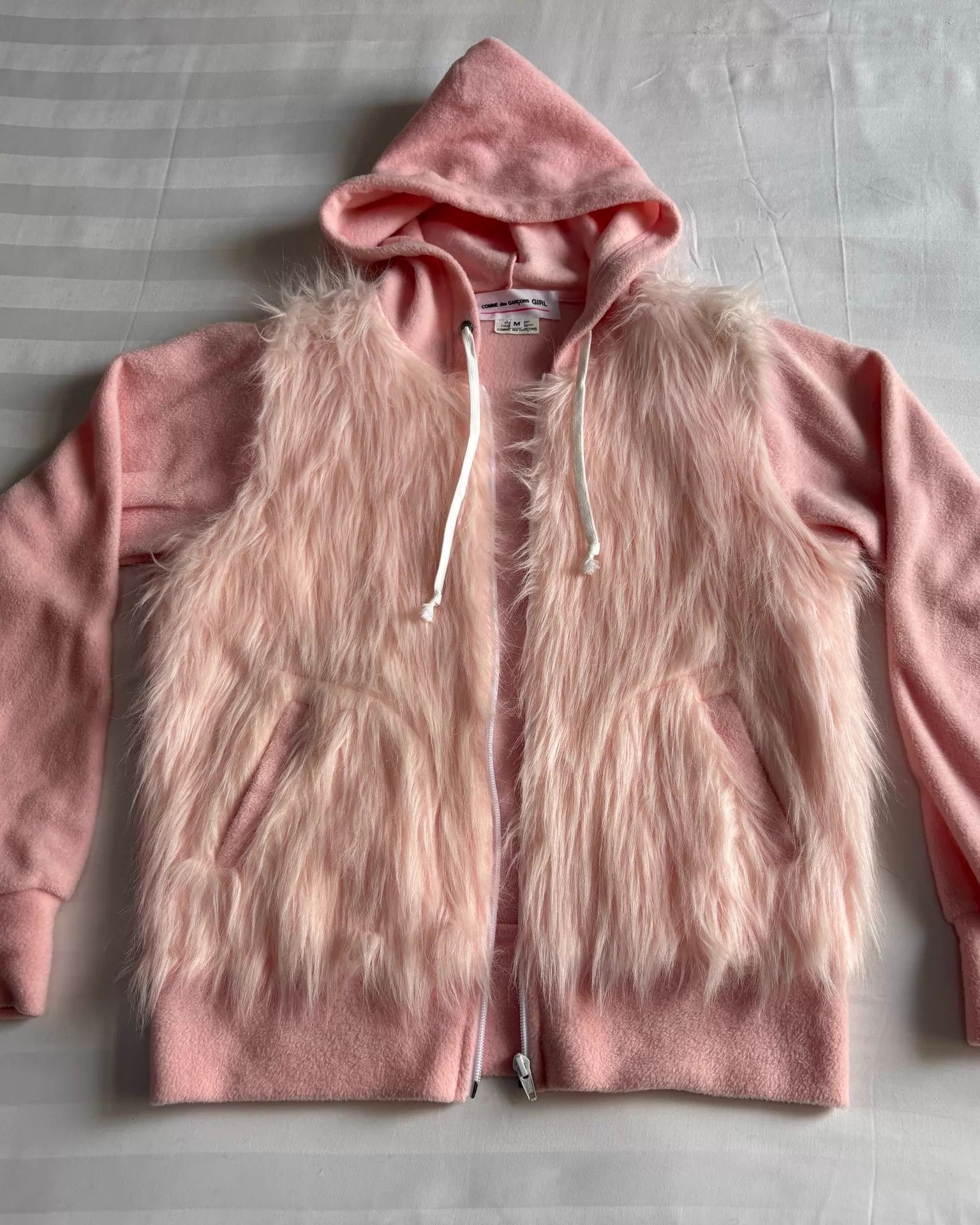 Comme des Garcons CDG Girl Pink Fur Panel Hoodie Jacket Women's Size M / US 6-8 / IT 42-44 - 4 Thumbnail
