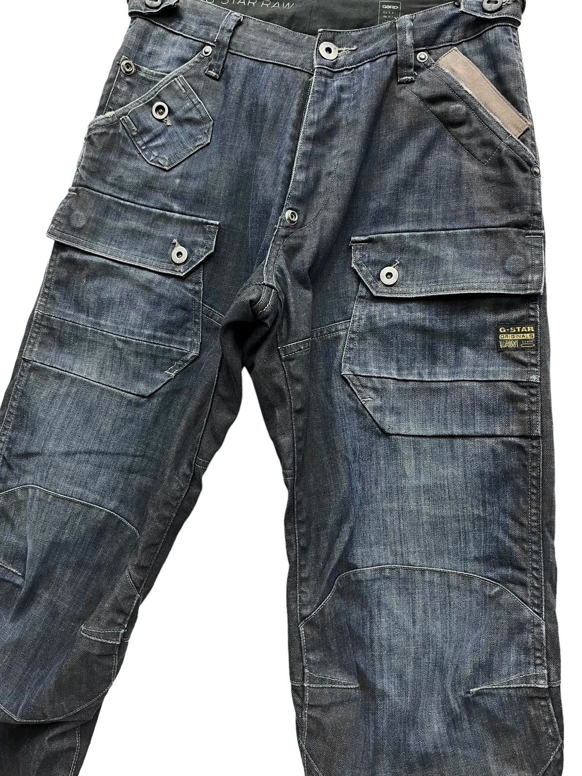 image of Fyevintage G-Star Gsrd Distressed Multipocket Biker Denim in Blue, Men's (Size 30)
