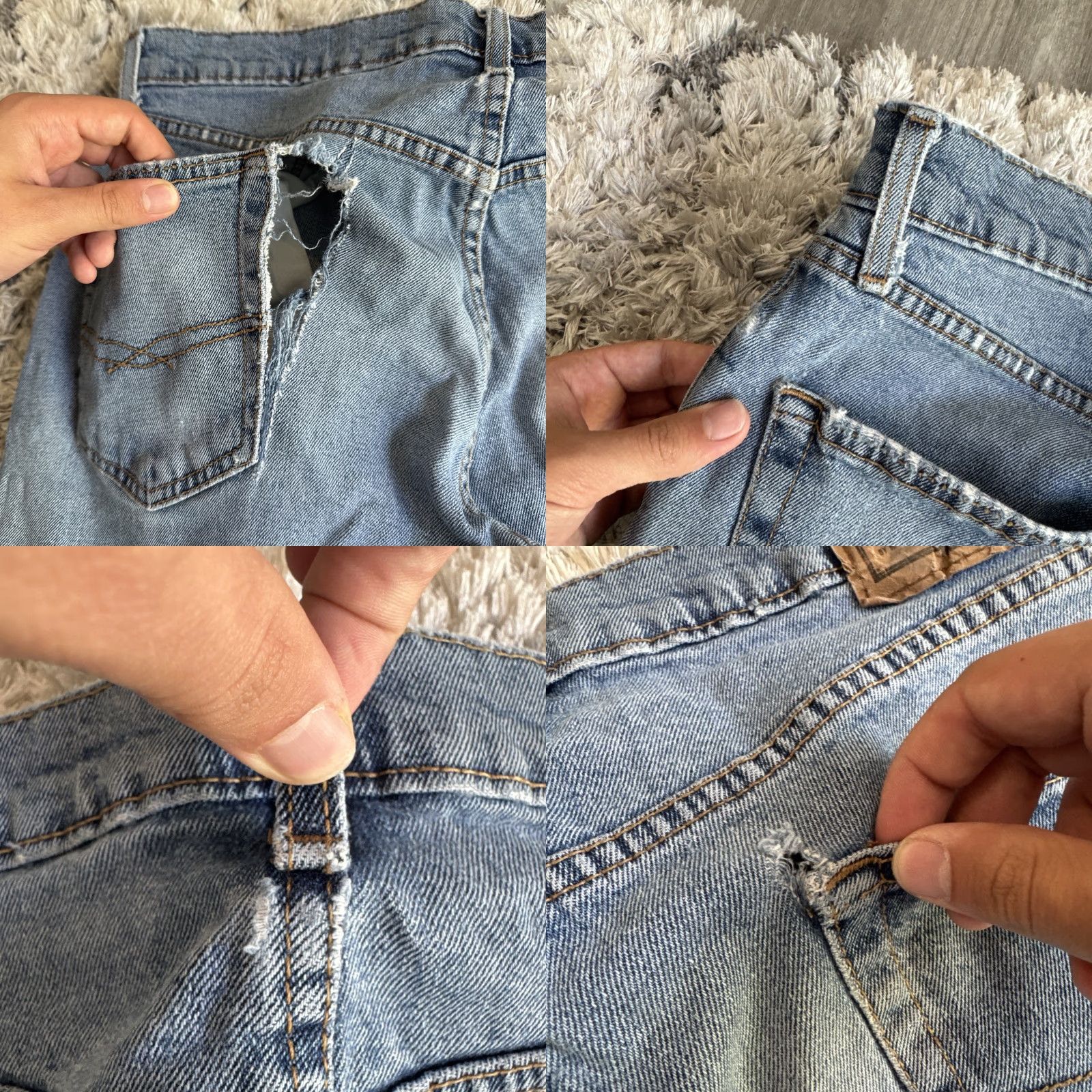 Levi's VINTAGE Levi's 00's Signature Straight Jeans DAMAGED Men 34x30 Blue Denim Straight Jeans Mens 34 30 Size US 34 / EU 50 - 8 Thumbnail