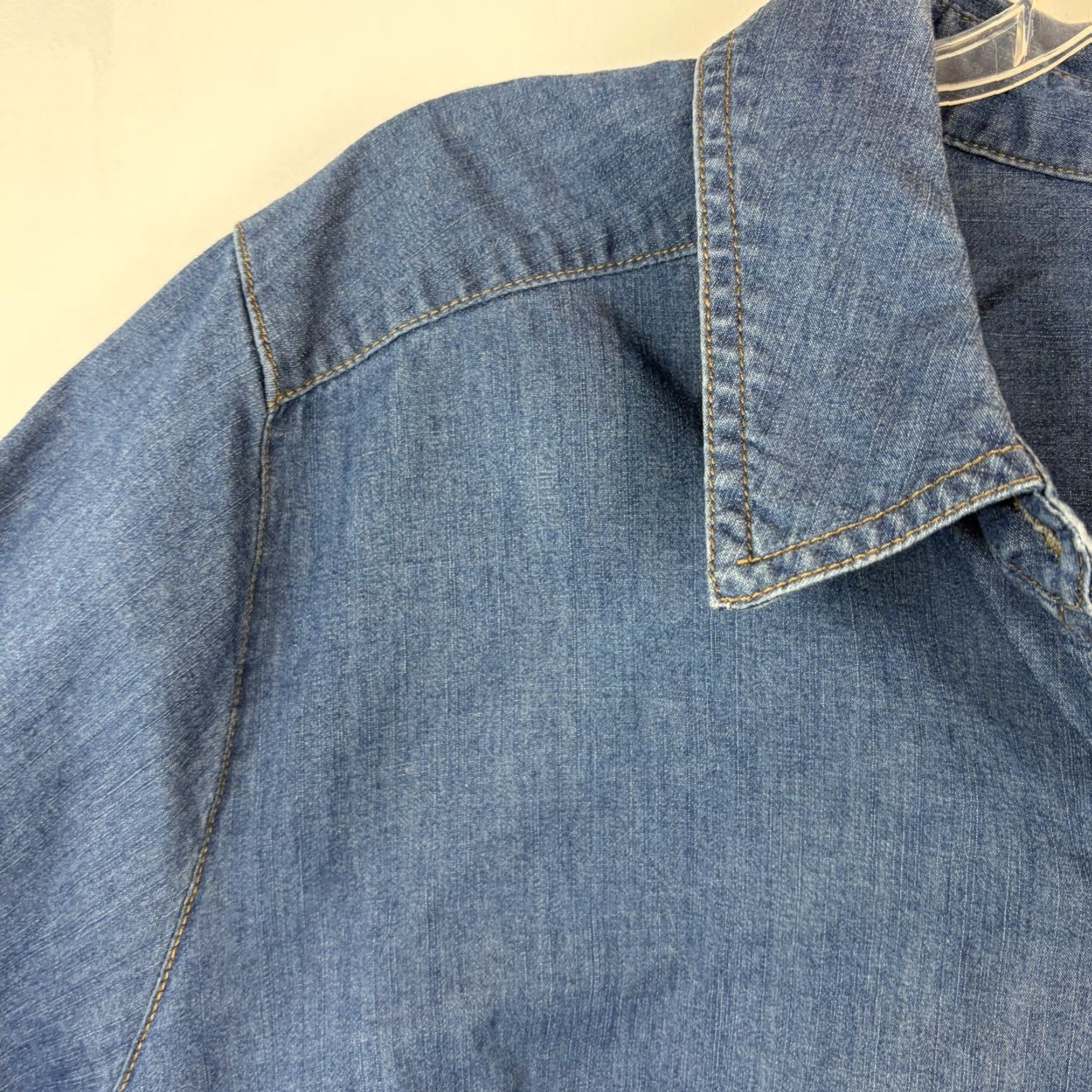 CO D&Co Denim Co Button Top Womens 3X Denim Tunic Solid Casual Shirt Button-Up Size XXL / US 16-18 / IT 52-54 - 4 Thumbnail