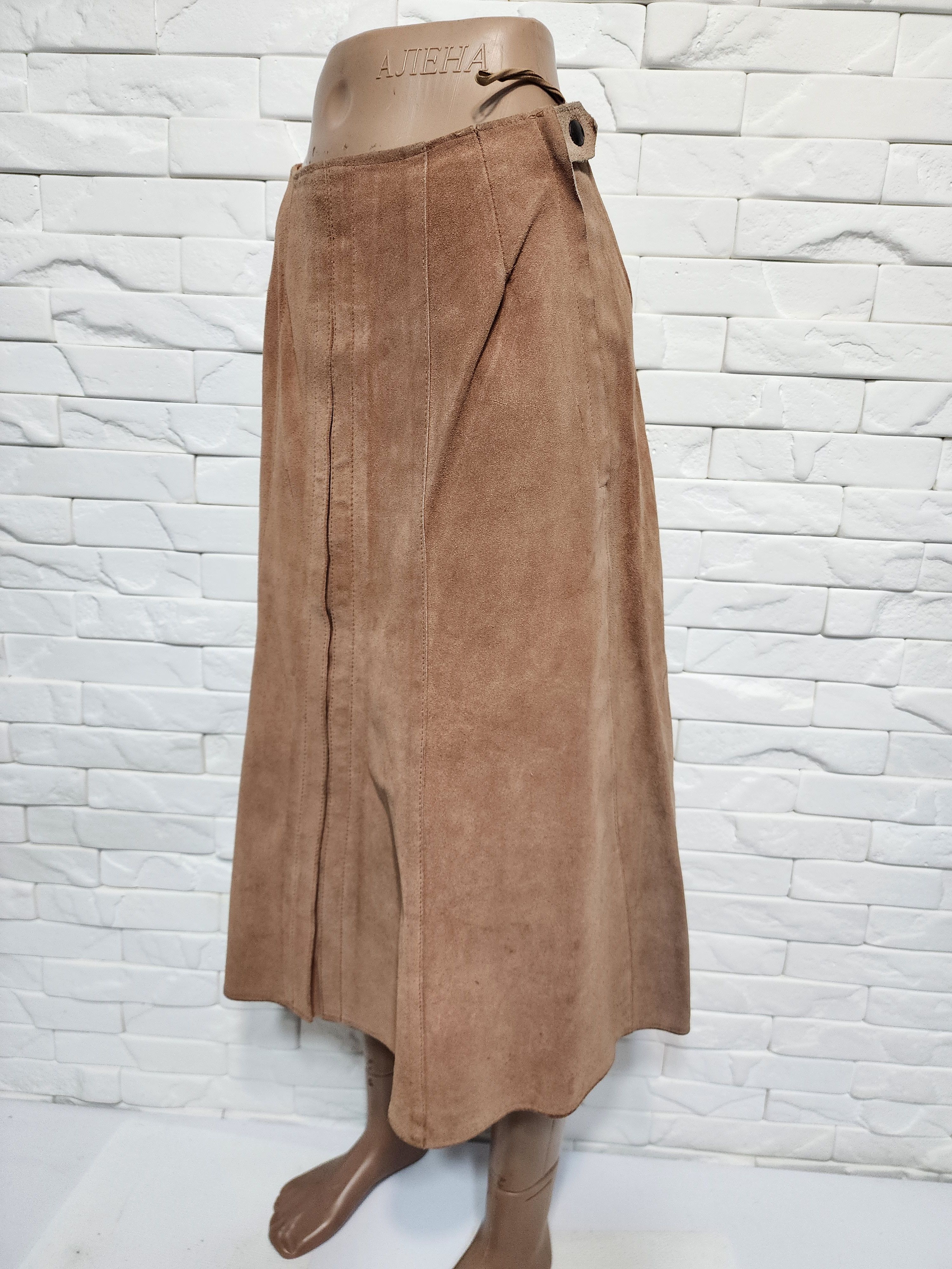 Genuine Leather Brown Suede Leather Skirt: 25" Waist Size 25" / US 0 / IT 36 - 6 Thumbnail
