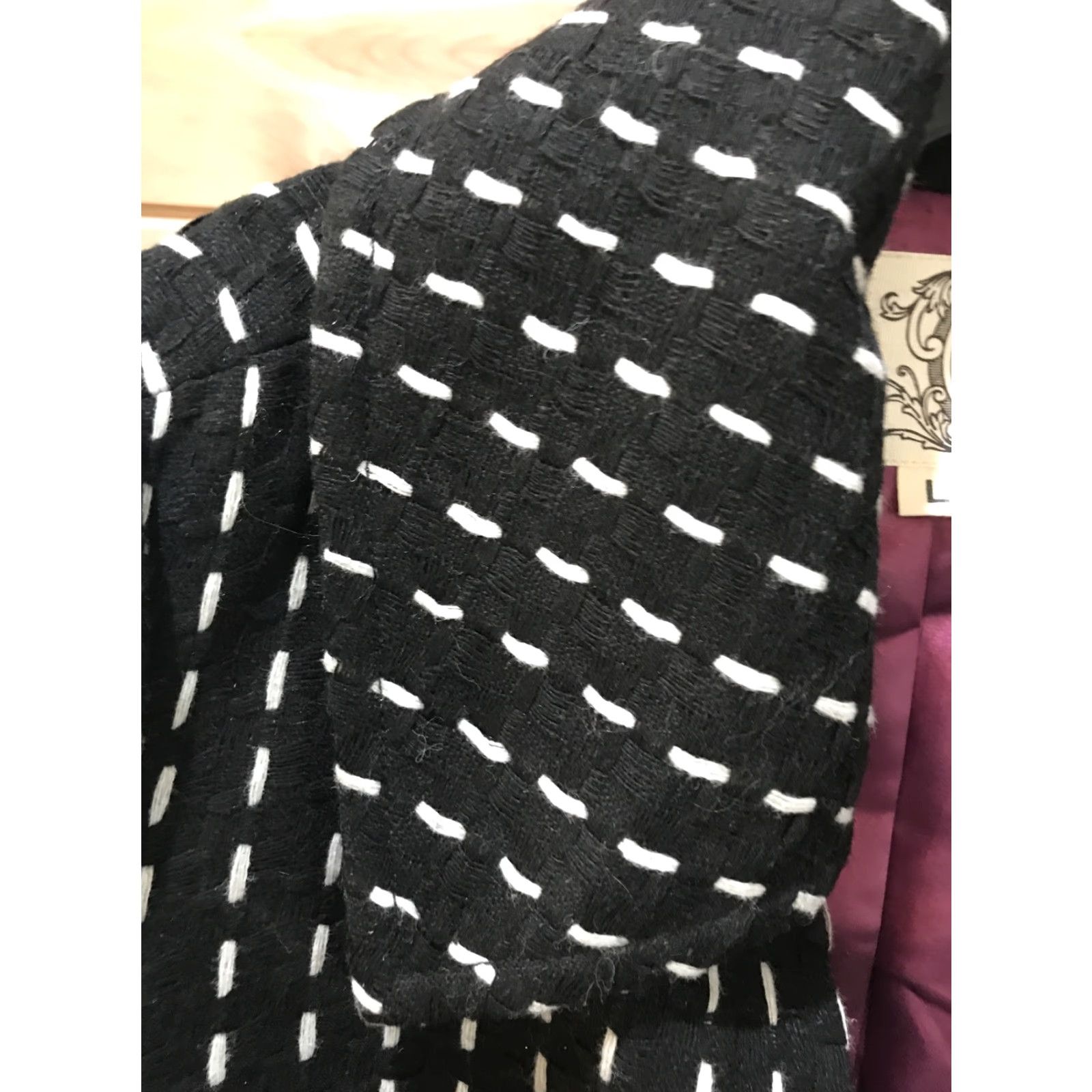 Vintage Tulle Wool Blazer Coat Jacket Cropped Button Up Dotted Line Black White L Womens Business Size L / US 10 / IT 46 - 3 Thumbnail