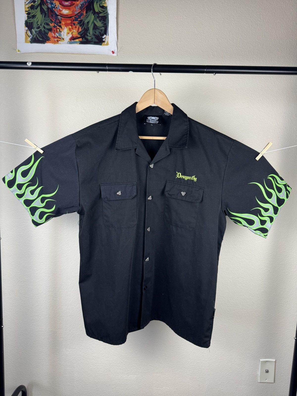 Dragonfly Vintage Y2K Dragonfly black button up shirt Size US XL / EU 56 / 4 - 2 Thumbnail
