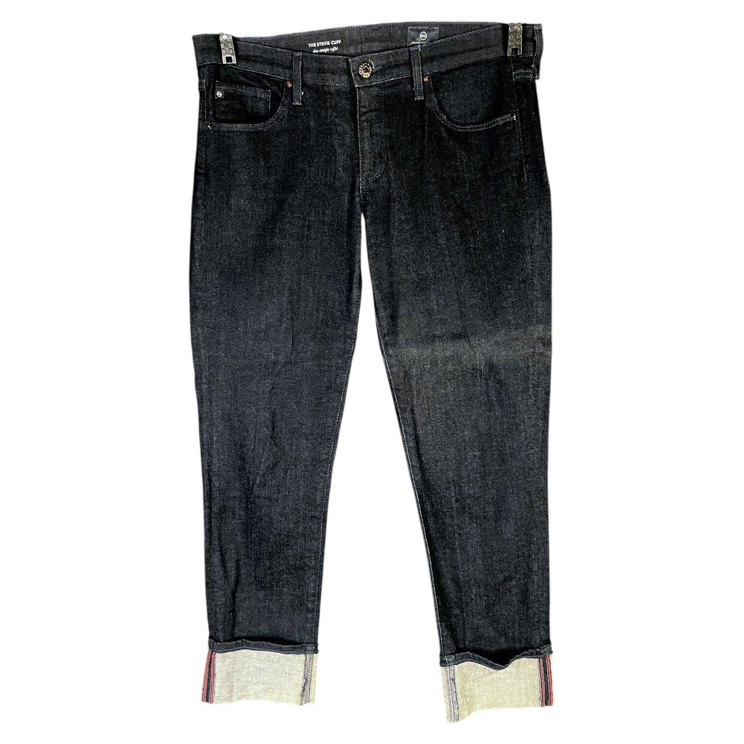 AG Adriano Goldschmied Women's AG Stevie Cuff Straight Jeans - 30 - $235 Retail Size 30" / US 8 / IT 44 - 1 Thumbnail