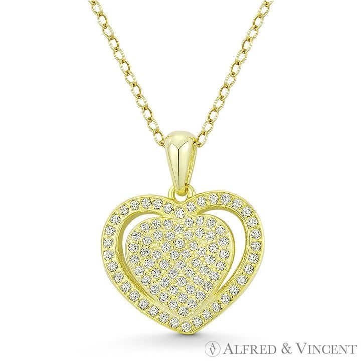 Other Double-Heart CZ Accent Pendant in .925 Sterling Silver Size ONE SIZE - 1 Preview
