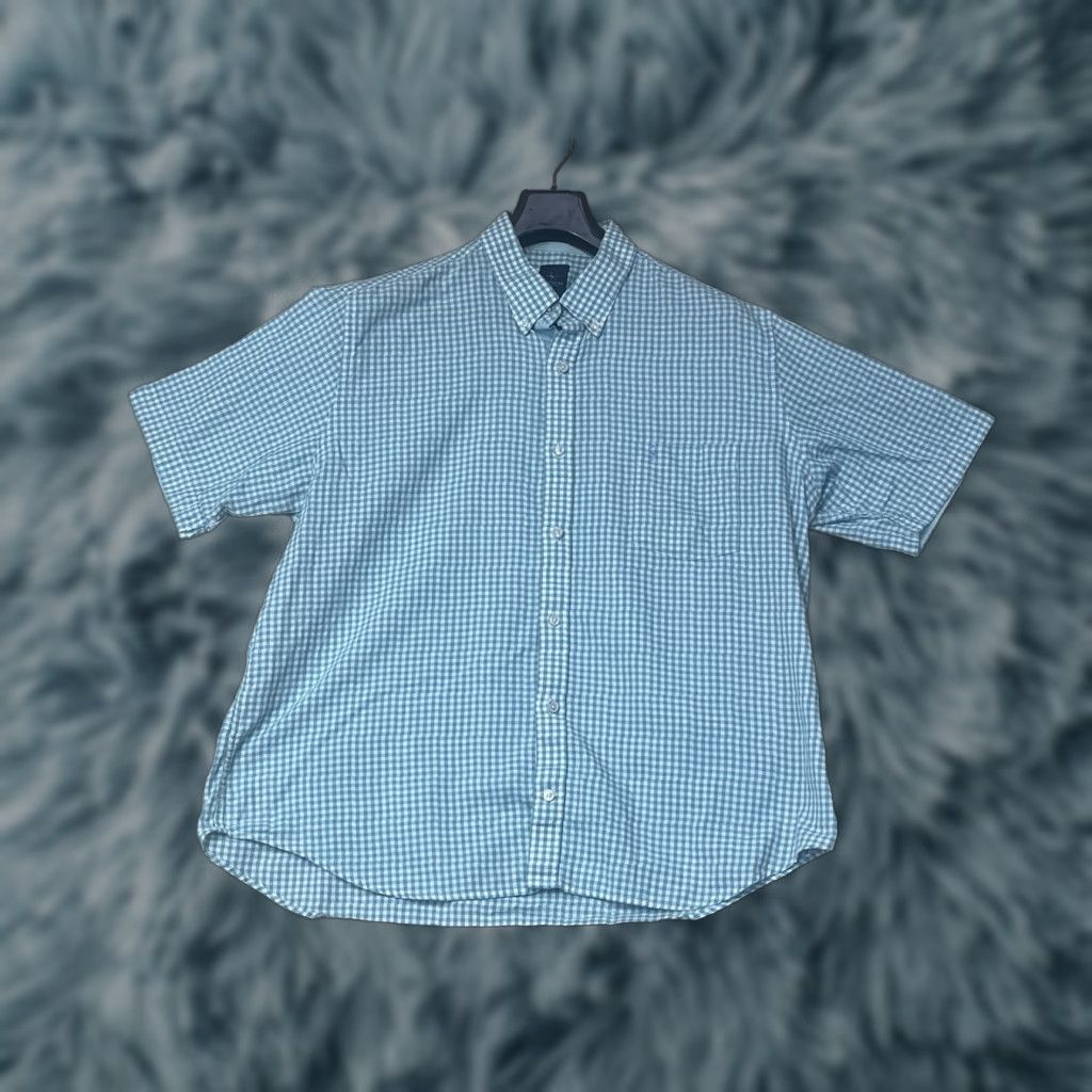 Tailorbyrd TAILORBYRD Button-Up Shirt Men 2XL Plaid Blue Green Short Sleeve Size US XXL / EU 58 / 5 - 1 Thumbnail