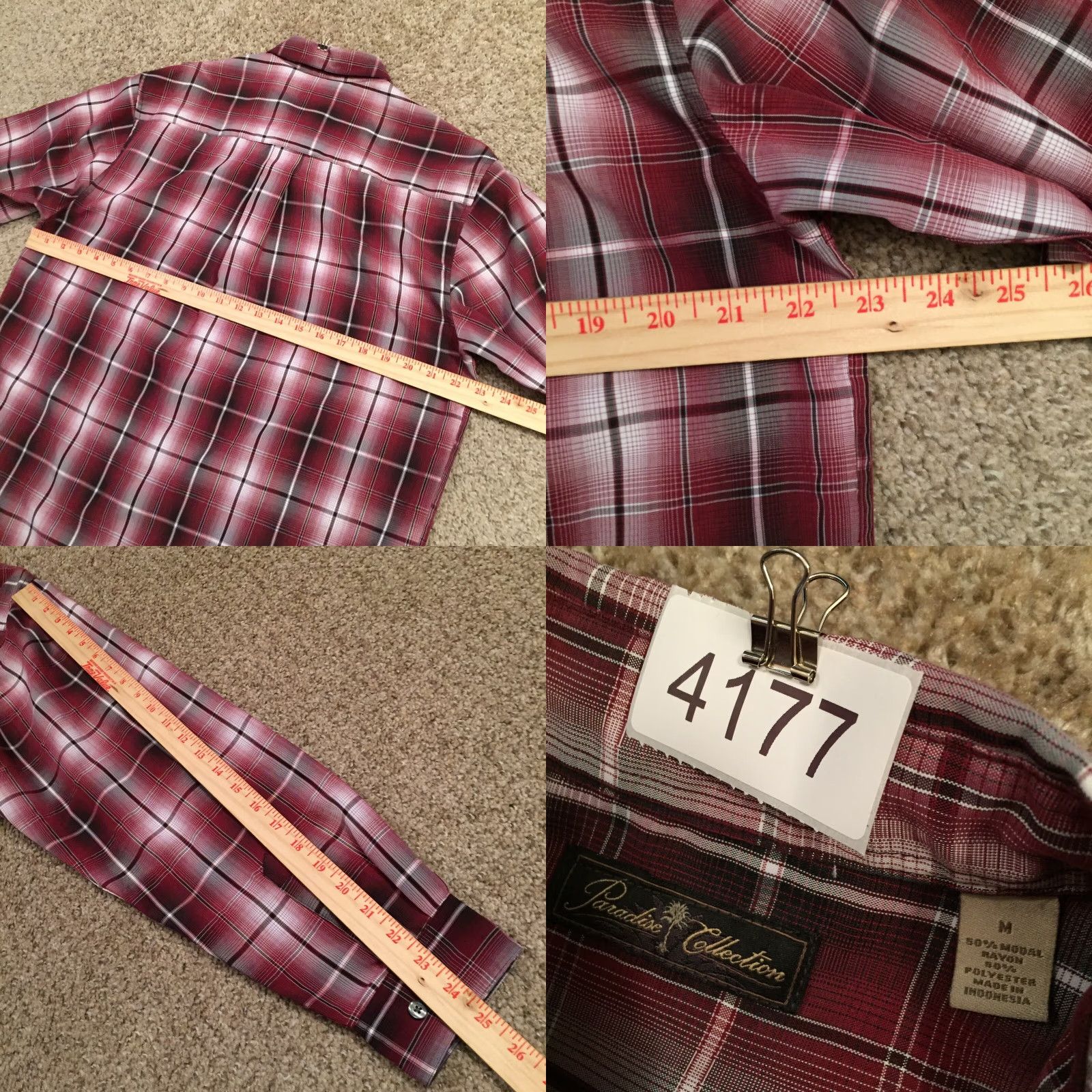 Vintage Paradise Collection Shirt Mens Medium Red Plaid Long Sleeve Button Up Size US M / EU 48-50 / 2 - 8 Thumbnail