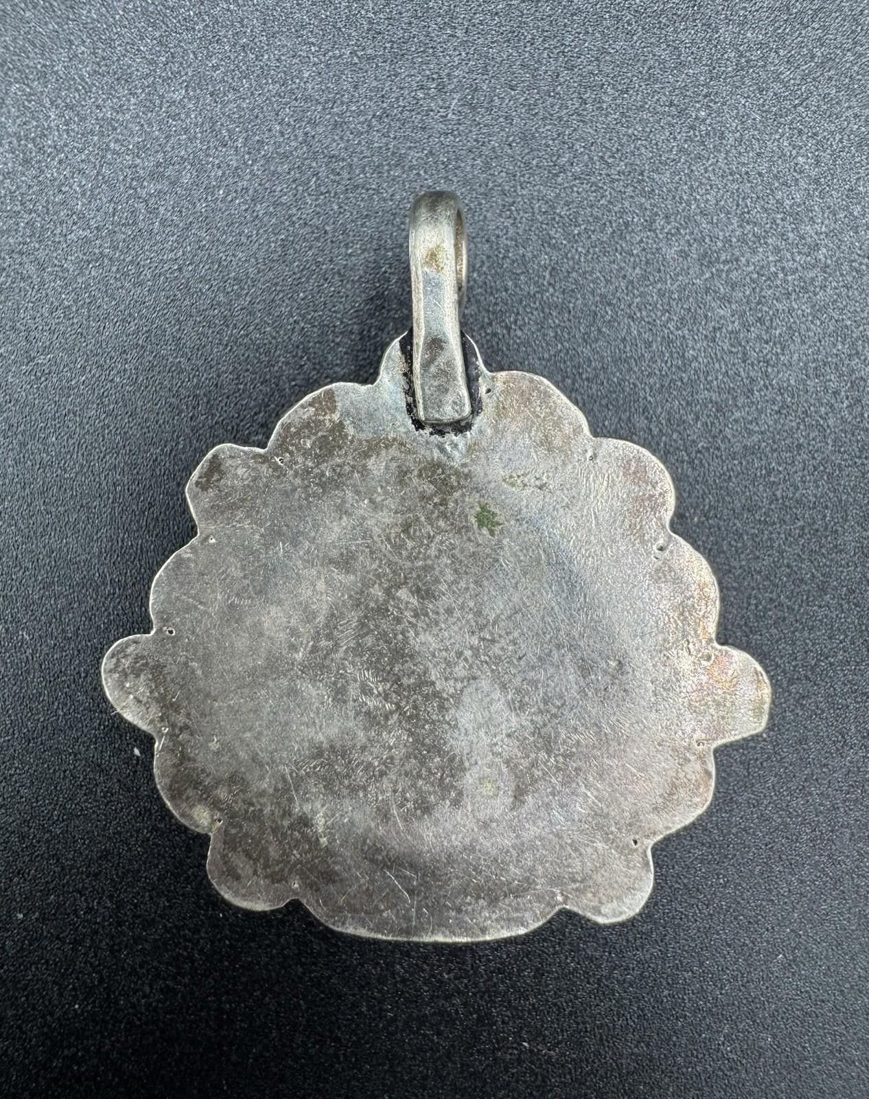 The Unbranded Brand Vintage Navajo Turquoise Pendant Sterling Silver Spiderweb M Size ONE SIZE - 7 Thumbnail