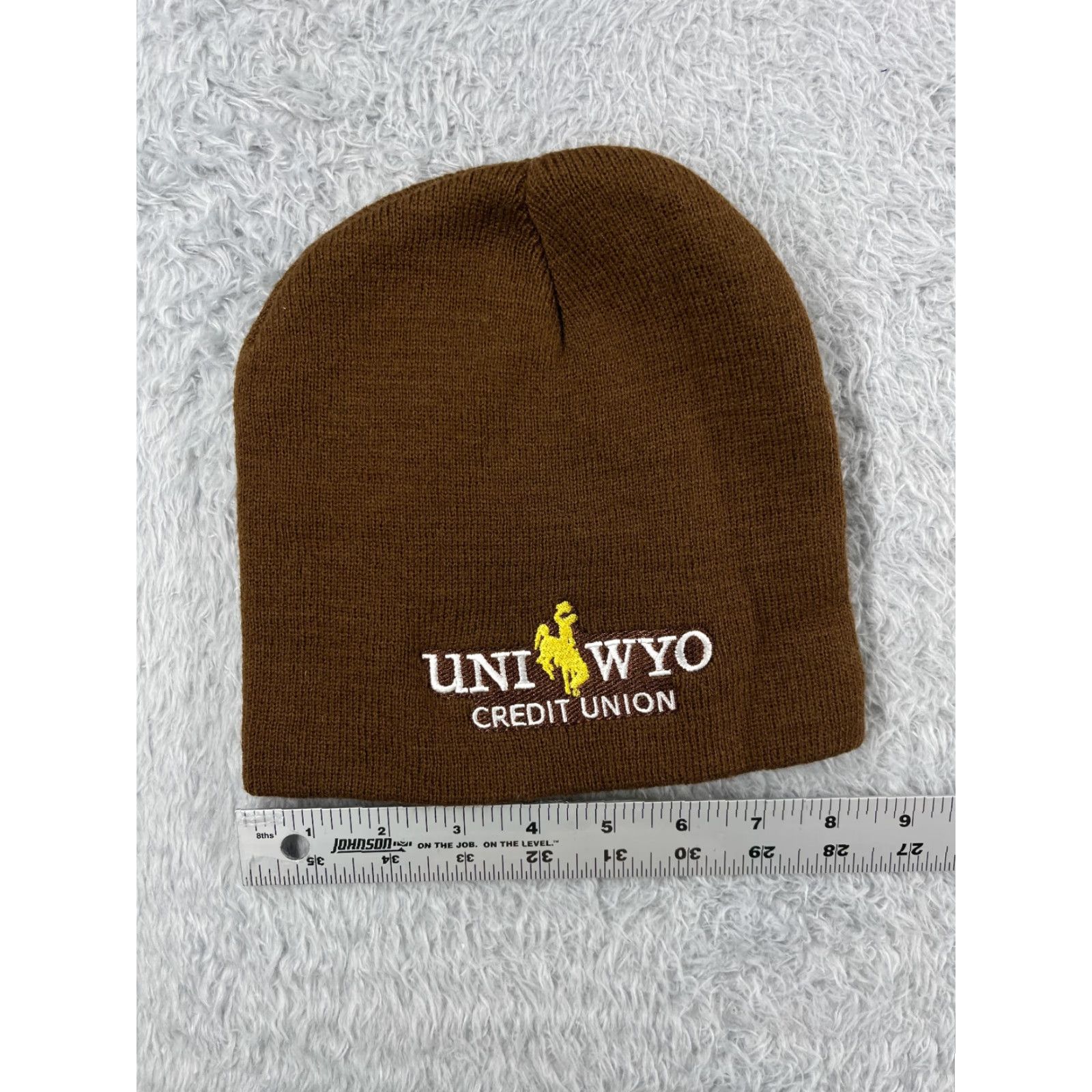 Vintage Hitwear Beanie Toque Adult One Size Brown 100% Acrylic UniWyo Credit Union Size ONE SIZE - 2 Thumbnail