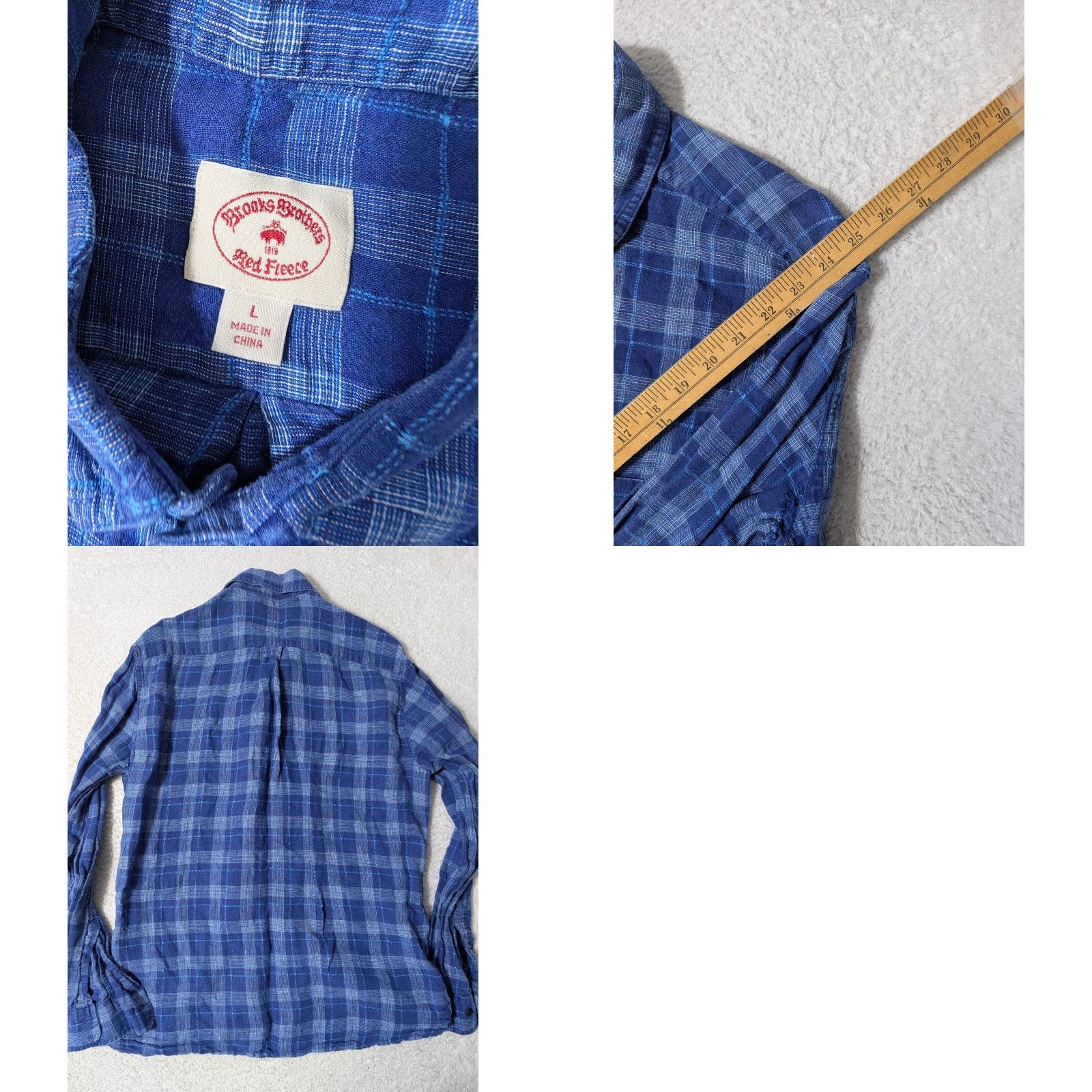 Brooks Brothers Brooks Brothers Button-Down Shirt Mens L Blue Plaid 100% Linen L/S Pockets Shirt Button-Up Casual Classic Travel Size US L / EU 52-54 / 3 - 8 Thumbnail