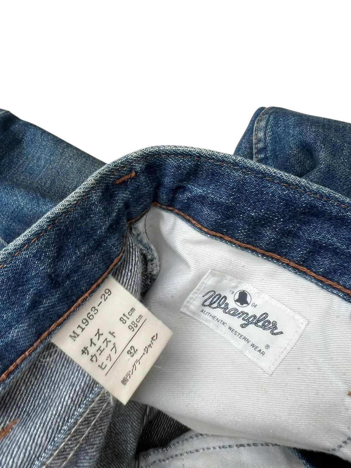Wrangler 90s Wrangler Blue Bell Aging Mud Denim Selvedge Jeans Size US 31 - 21 Thumbnail