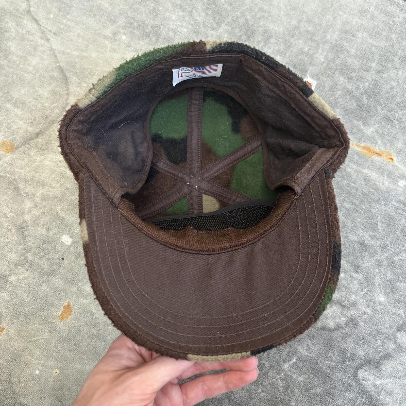 Vintage Vintage 80s 90s Woodland Camo Fleece Ear Flaps Hunting Hat Size ONE SIZE - 3 Thumbnail