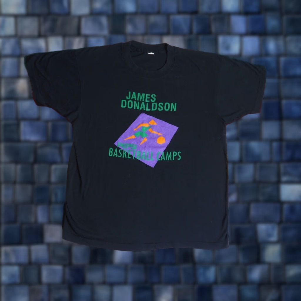 Vintage VTG 80s James Donaldson Basketball Camp Pepsi NBA Mavericks Texas Tee T-Shirt L Mens Black Cotton Graphic Tee Size US L / EU 52-54 / 3 - 1 Thumbnail