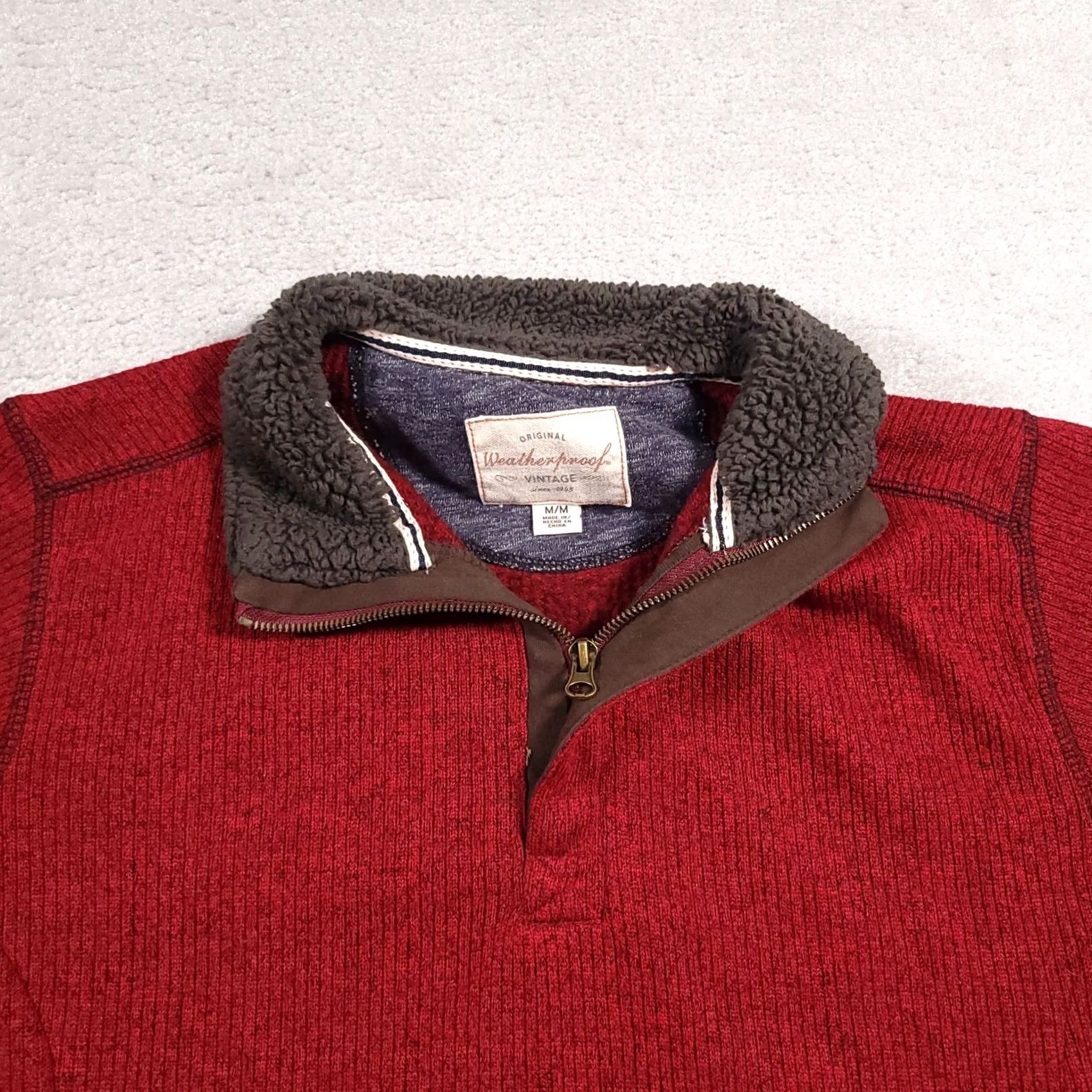 Weatherproof Weatherproof Vintage 1/4 Zip Sweater Mens Med Red Ribbed Fleece Collar Pullover Knit Size US M / EU 48-50 / 2 - 5 Thumbnail