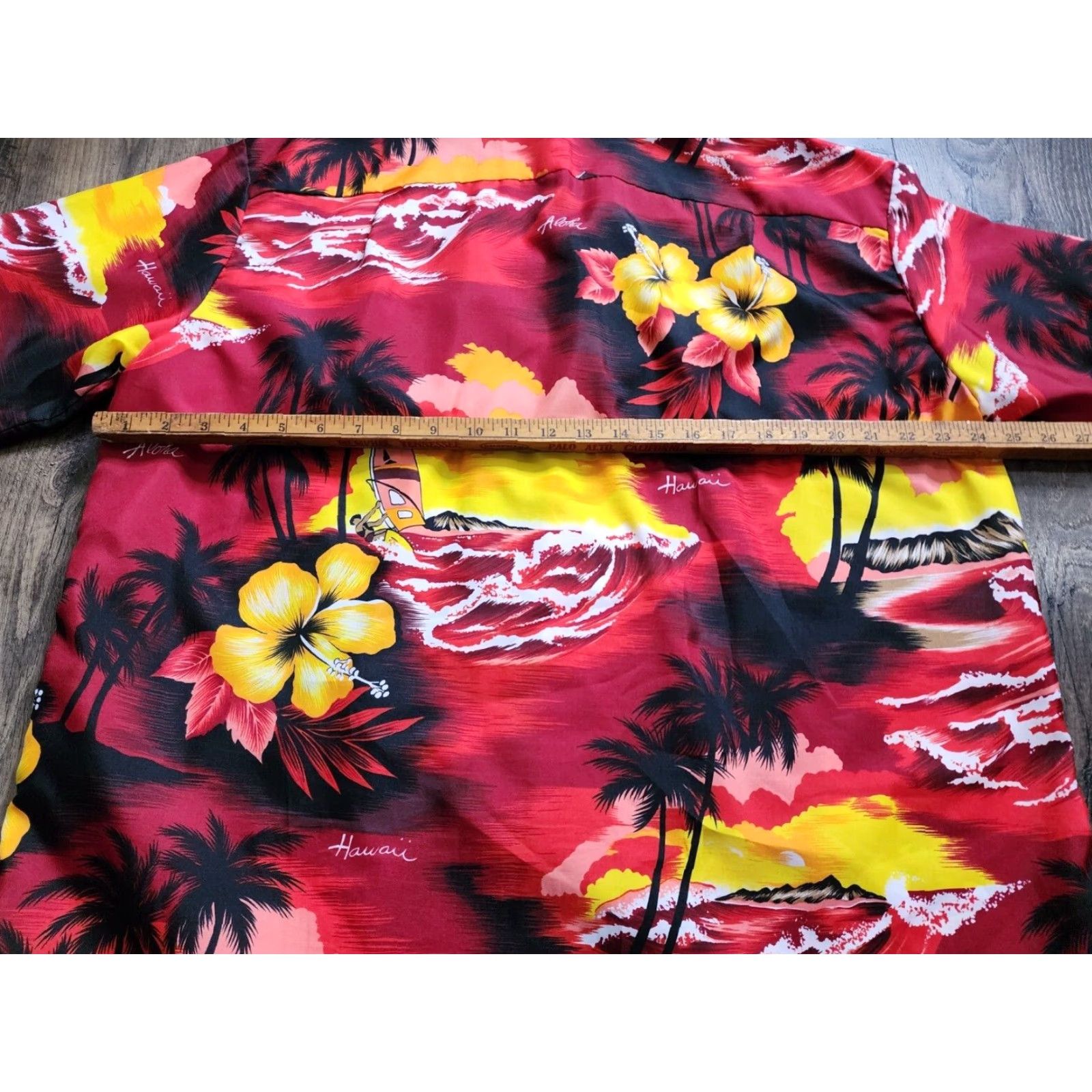Vintage Vintage Kalena Fashions Hawaii Hawaiian Shirt Red Floral Waves Sun XL Mens Size US XL / EU 56 / 4 - 3 Thumbnail