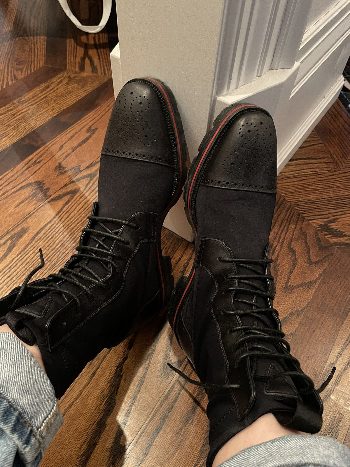 Christian Louboutin Navy Glove soft Nylon Boots Size US 7 / EU 40 - 2 Thumbnail