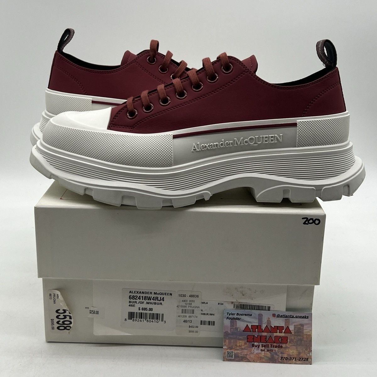 Alexander McQueen Alexander McQueen Red Tread Slick Low Sneakers Size US 12 / EU 45 - 1 Thumbnail