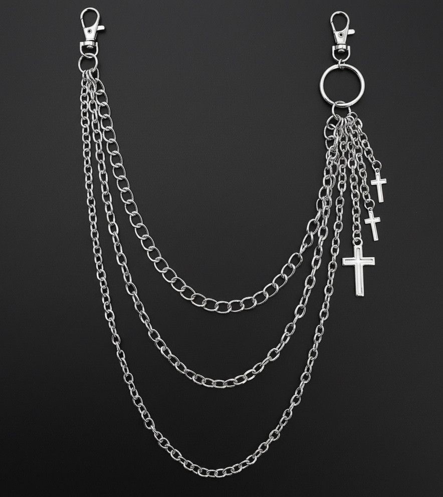 Other Punk Triple Layer Cross KeyChain Jean Wallet Belt Chain Size ONE SIZE - 1 Thumbnail