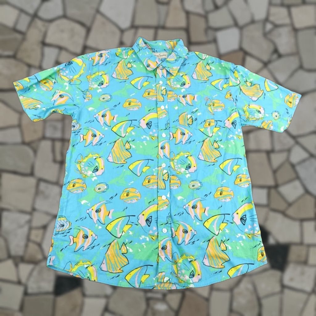Vintage Tipsy Elves Shirt Mens 2XL Blue Angel Fish Hawaiian Button Up Aloha Beach Camp Size US XXL / EU 58 / 5 - 1 Thumbnail