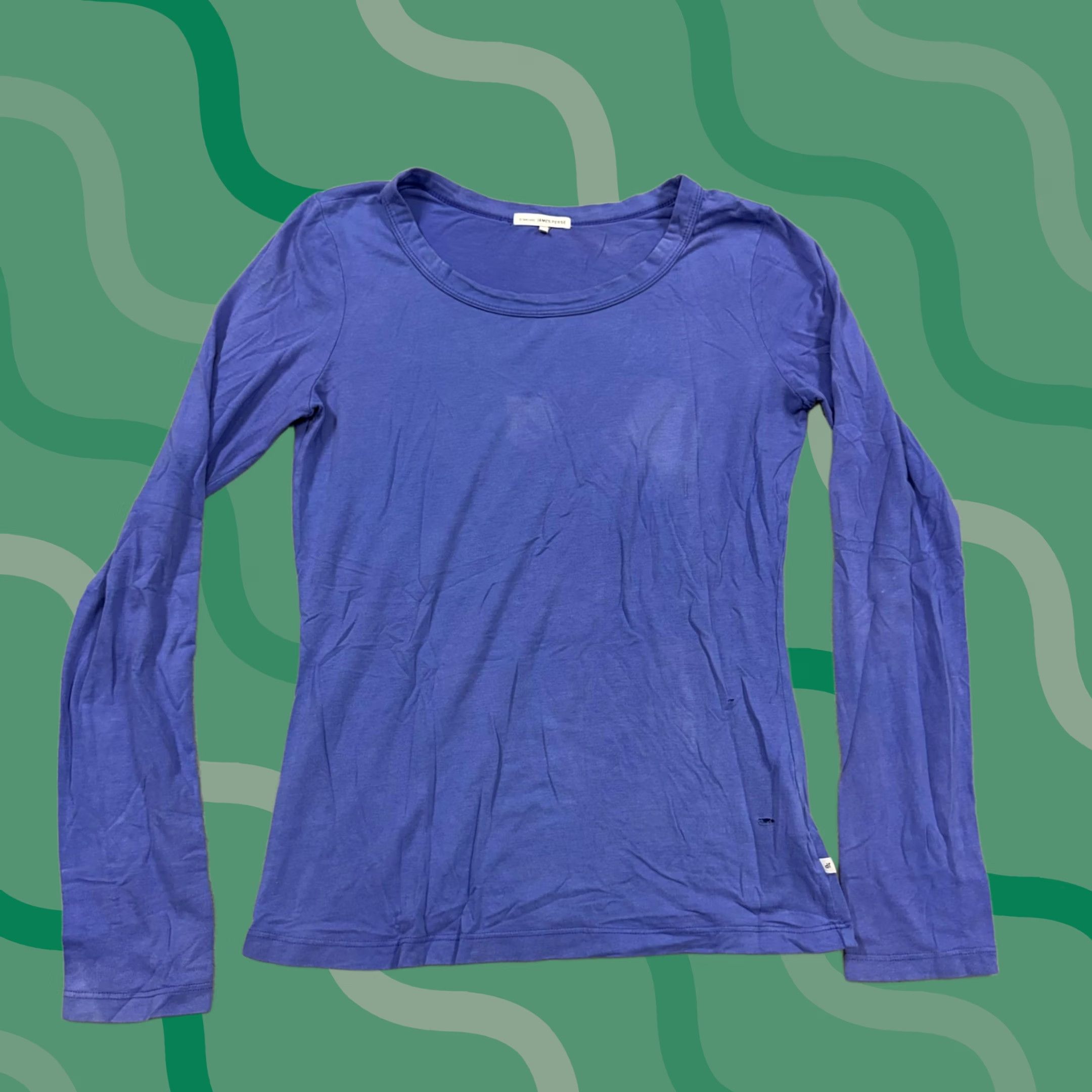 James Perse James Perse Shirt Womens 3 Blue Scoop Neck Long Sleeve Lightweight Basic Tee Size XS / US 0-2 / IT 36-38 - 1 Thumbnail