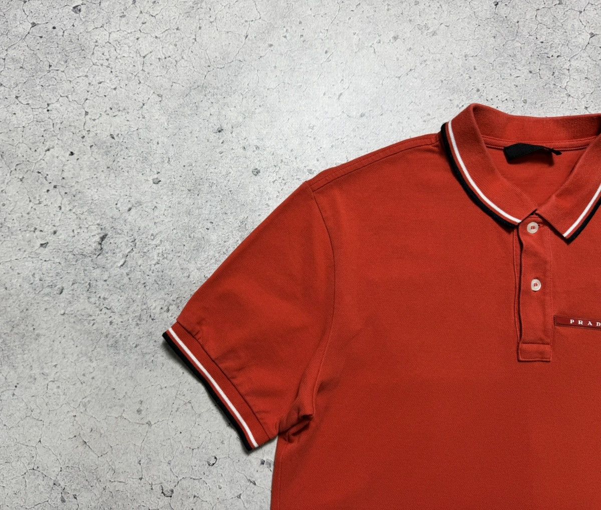 Prada Vintage Luxury Prada Polo Shirt Red Tab Orange Size US L / EU 52-54 / 3 - 4 Thumbnail