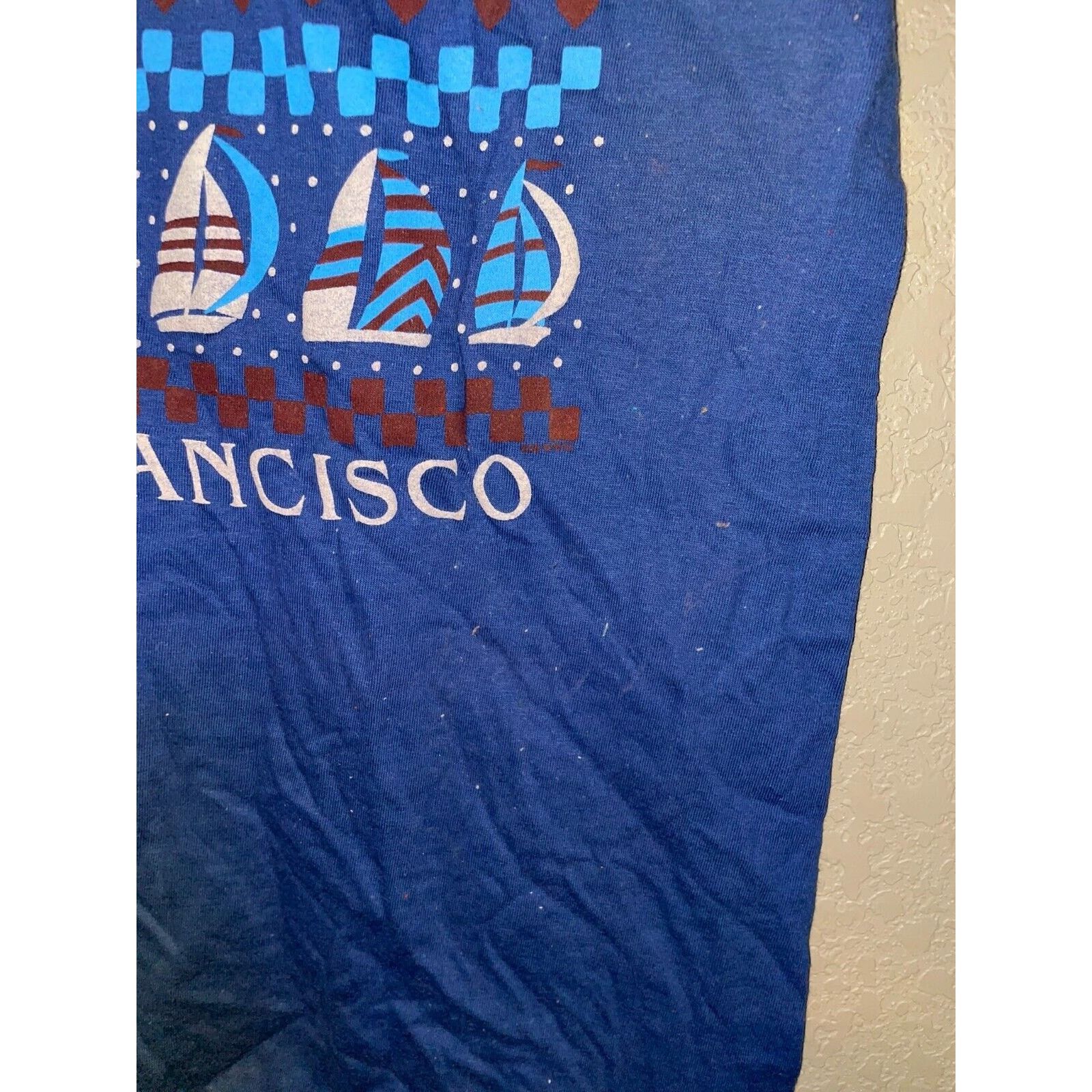 Other Vintage San Francisco Shirt Bridge Boat City Blue Tee 80s M Size US M / EU 48-50 / 2 - 10 Thumbnail