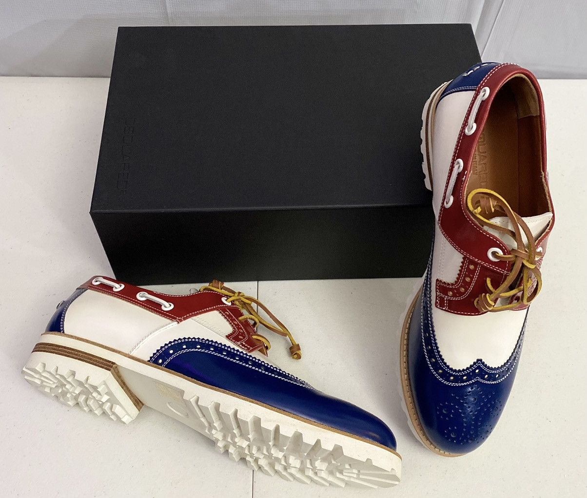 Dsquared2 Dsquared2 🇮🇹 R/W/B Leather Handmade Brogue Boat Shoes 9 NEW Size US 9 / EU 42 - 6 Thumbnail