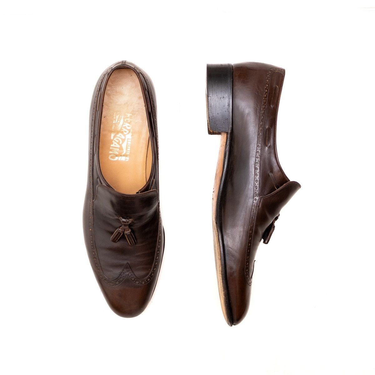 Designer × Salvatore Ferragamo SALVATORE FERRAGAMO Brown Leather Tassel Loafers SzUS 11.5 D Size US 10.5 / EU 43-44 - 1 Thumbnail