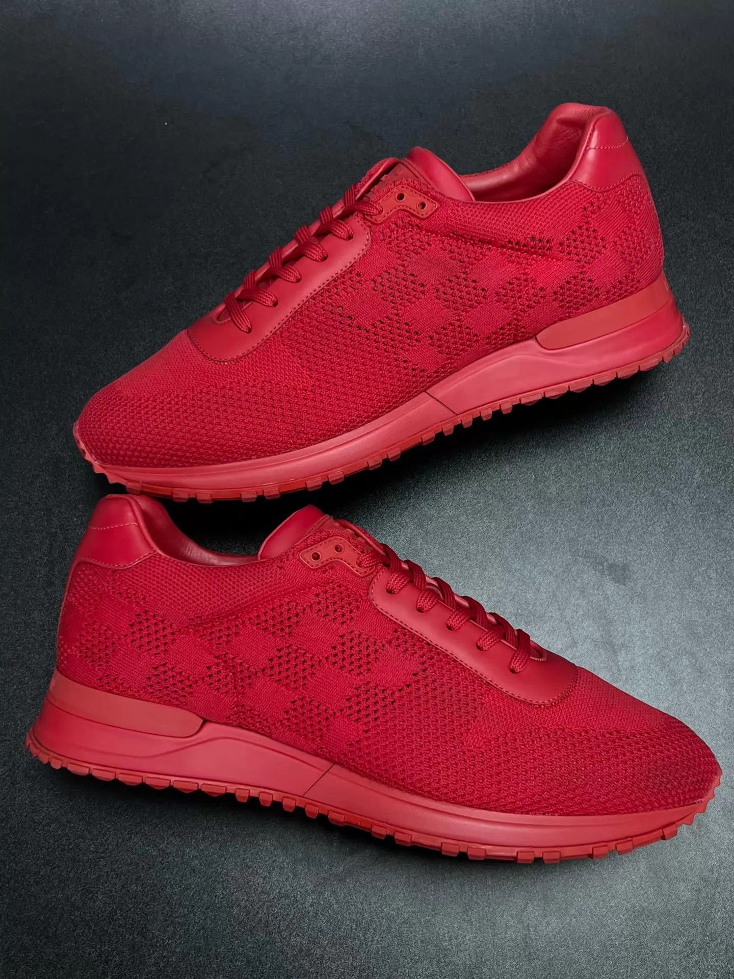 Louis Vuitton LV Red Monogram Mesh LowTop Sneakers 39.5 Like New Size US 6.5 / EU 39-40 - 5 Thumbnail