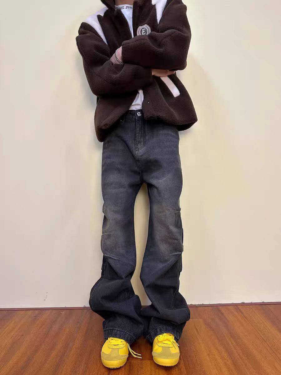 Japanese Brand × Jean Washed and distressed frayed high street wide leg jeans Size US 34 / EU 50 - 4 Thumbnail