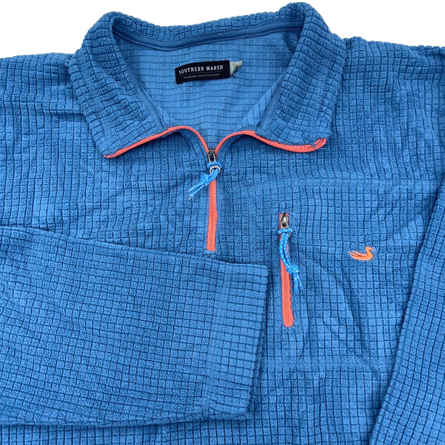 Vintage Southern Marsh Men Sweater Pullover M Blue 1/4 Zip Fleece Mock Neck Logo Embroidered Zipper Knit Regular Autumn Winter Size US M / EU 48-50 / 2 - 2 Thumbnail