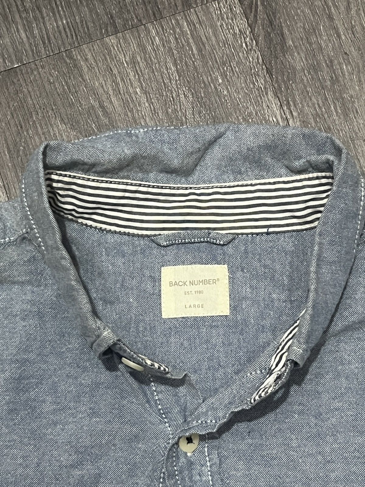 Hysteric Glamour Back Number Button Up Denim Shirt Size L / US 10 / IT 46 - 6 Thumbnail