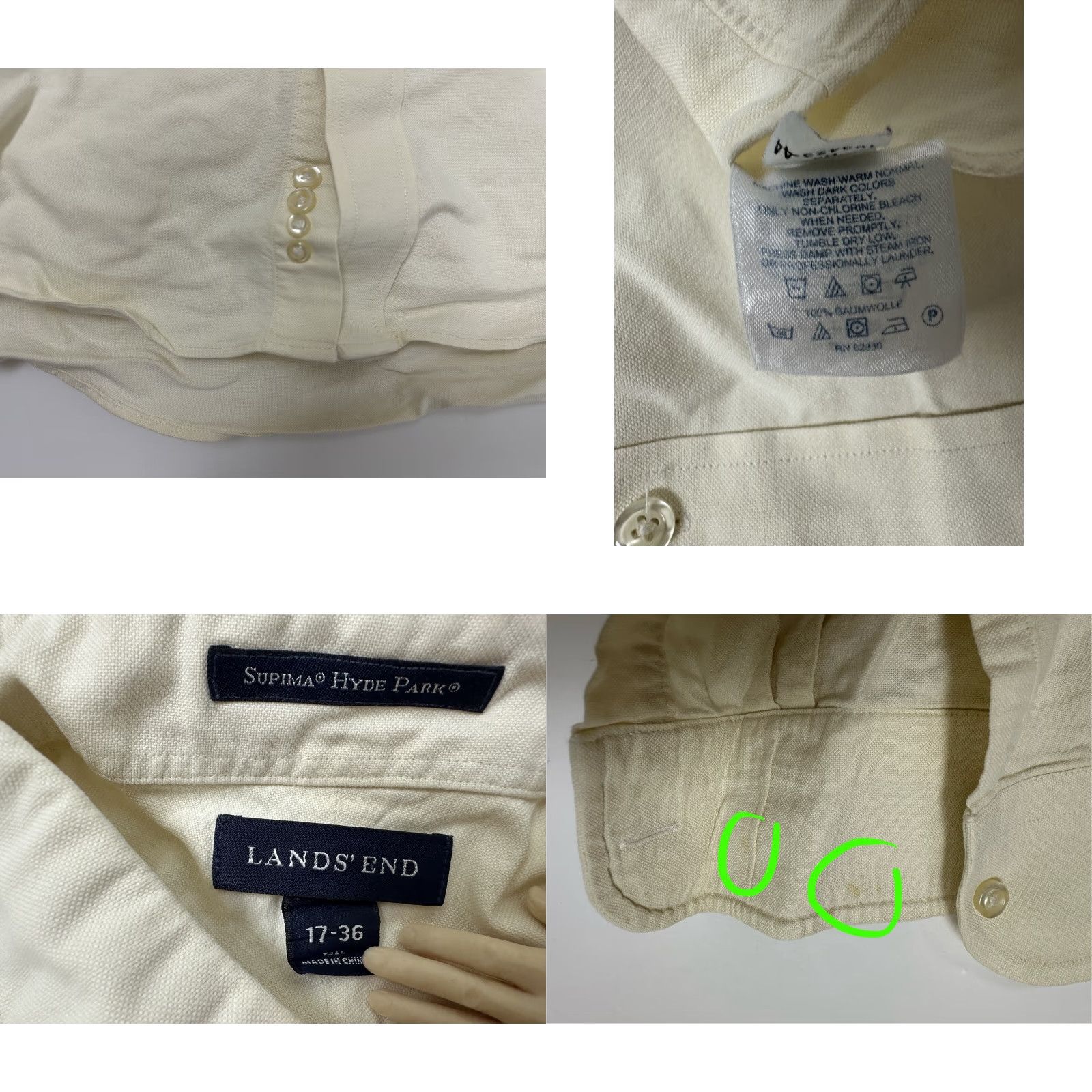 Lands' End VINTAGE Lands' End Oxford Shirt Men XL Tall Supima Hyde Park Ivory Midweight Cotton 17 36 Dress Shirt Long Sleeve Button-Down Collar Mens Size US XL / EU 56 / 4 - 9 Thumbnail