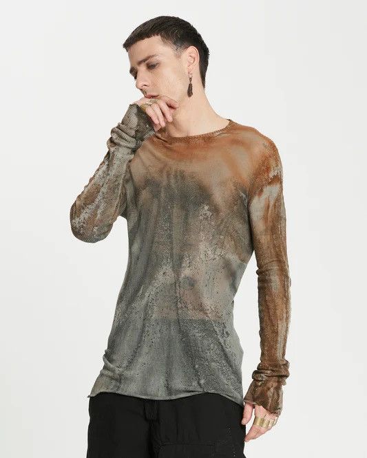 image of Masnada Shale Knit Round Neck Lightweight Jumper Size Xl, Men's