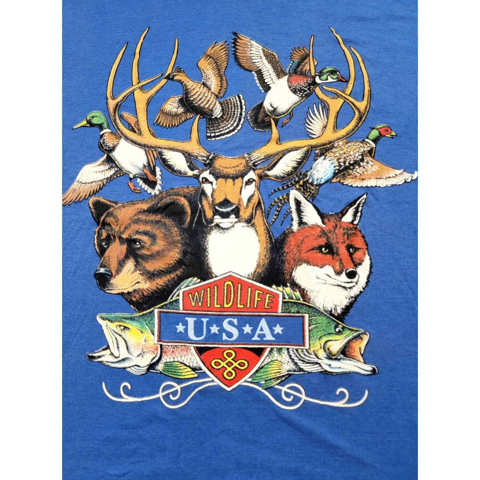 Vintage VINTAGE Wildlife USA Shirt Screen Stars Adult Large Blue Painted Graphic Animals T-Shirt Mens Womens Unisex Size US L / EU 52-54 / 3 - 4 Thumbnail