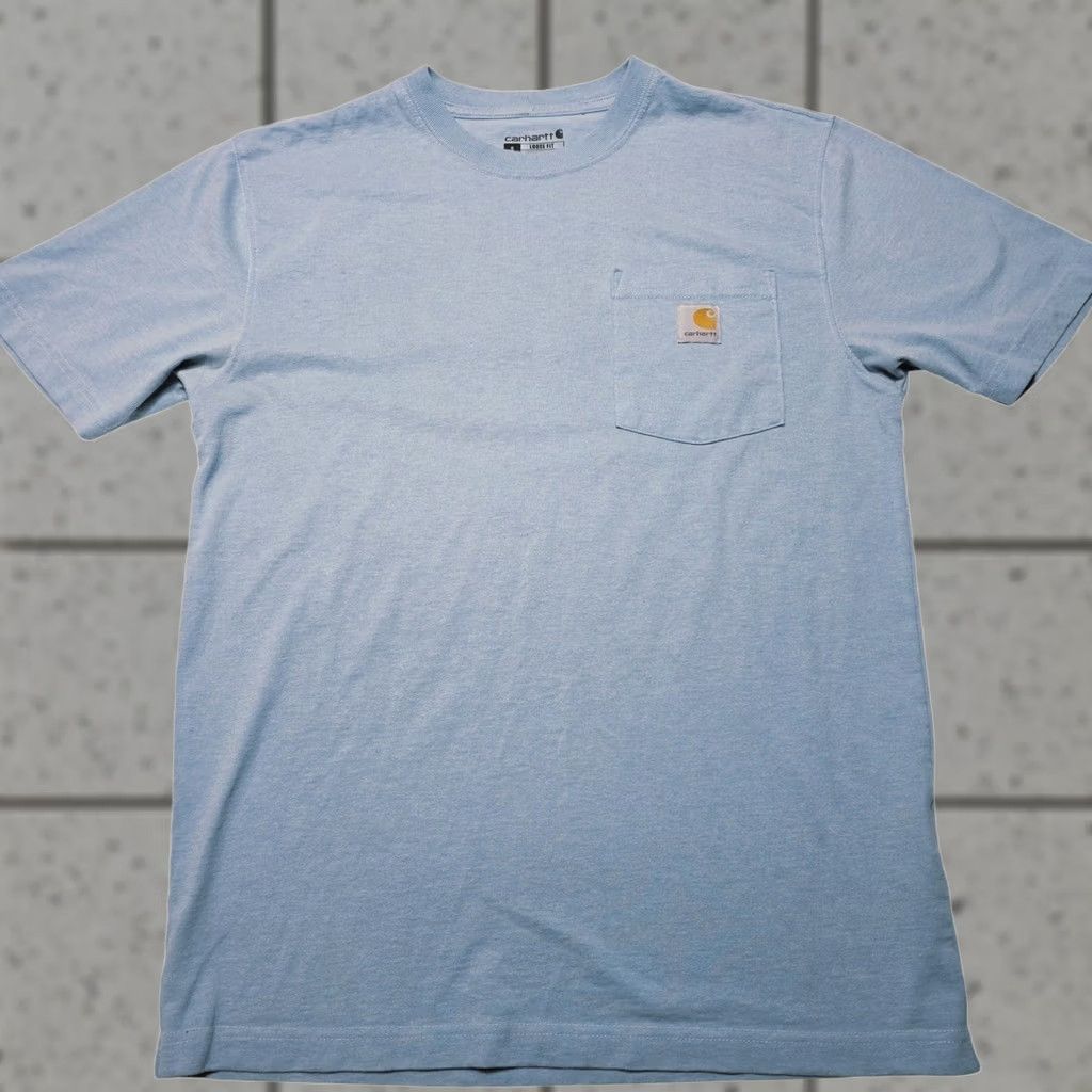 Carhartt Carhartt K87 H74 Loose Fit Men’s Light Blue Short Sleeve T-Shirt Size S Crew Neck Cotton Polyester Knit Logo Made Honduras Blue Size US S / EU 44-46 / 1 - 1 Thumbnail