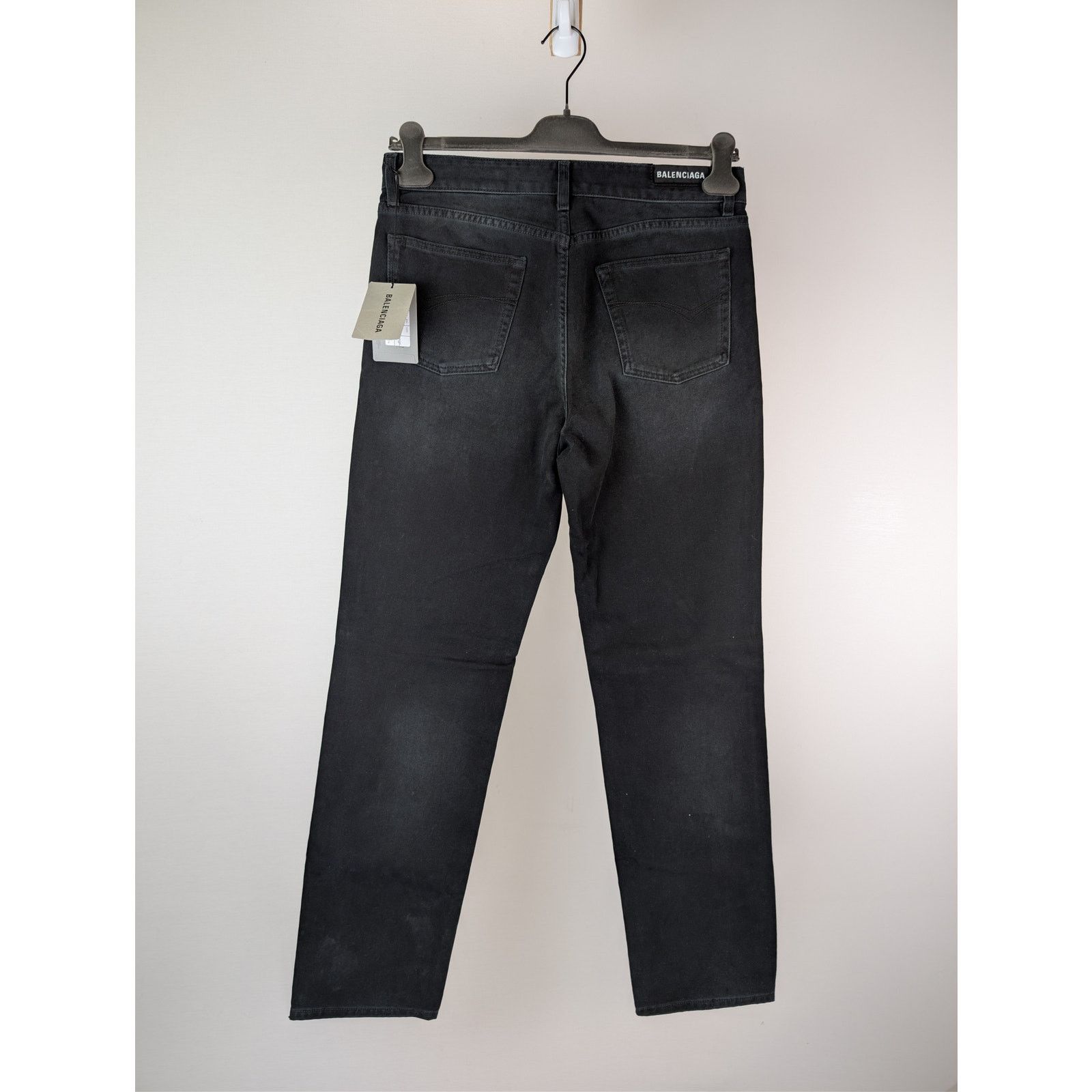 Balenciaga o1rshd1 CCRAB Soft Black Left Hand Denim Jeans Pants Size US 33 - 16 Thumbnail
