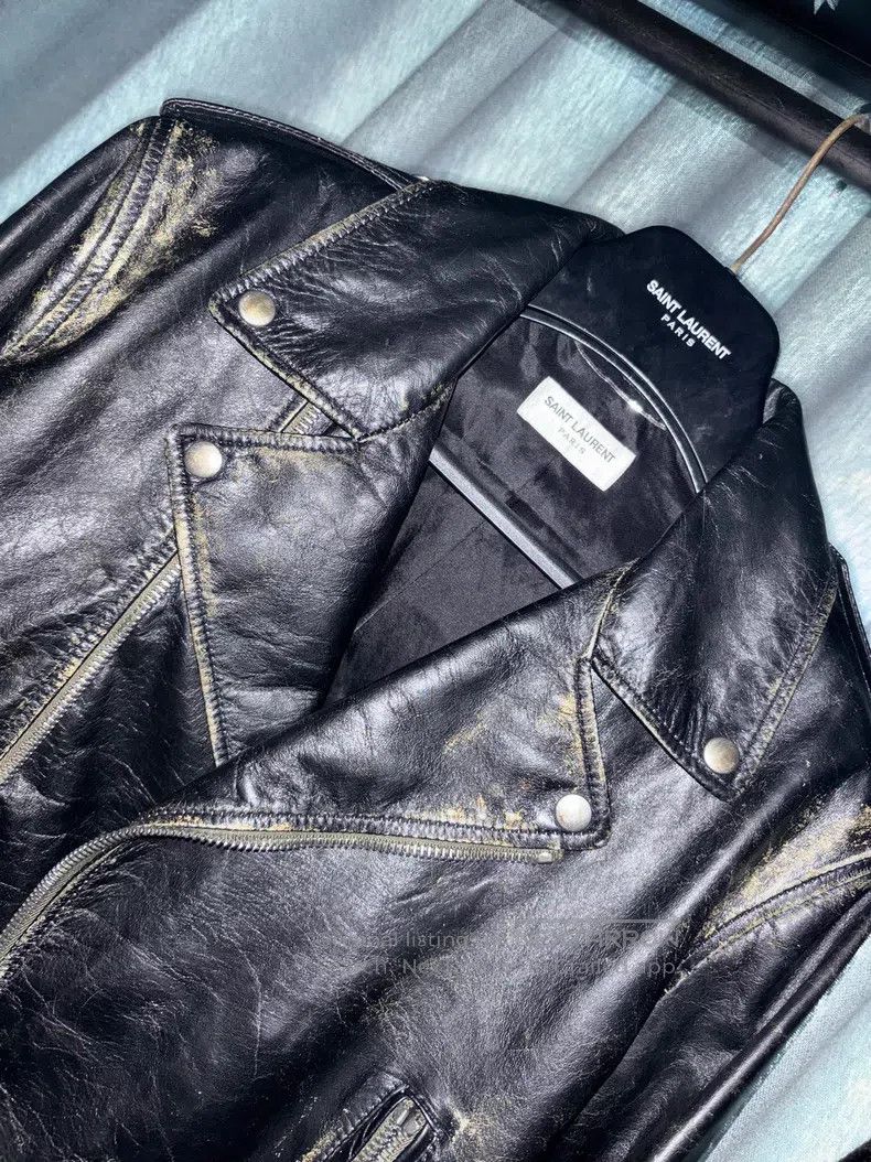 Saint Laurent Paris Saint Laurent Paris Fringed Distressed Leather Jacket Size US S / EU 44-46 / 1 - 4 Thumbnail