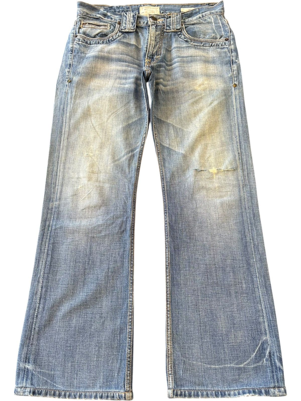 Taverniti Vintage Tavernity Sacha Mud Wash Distress Flare Jeans Size 33" - 1 Thumbnail