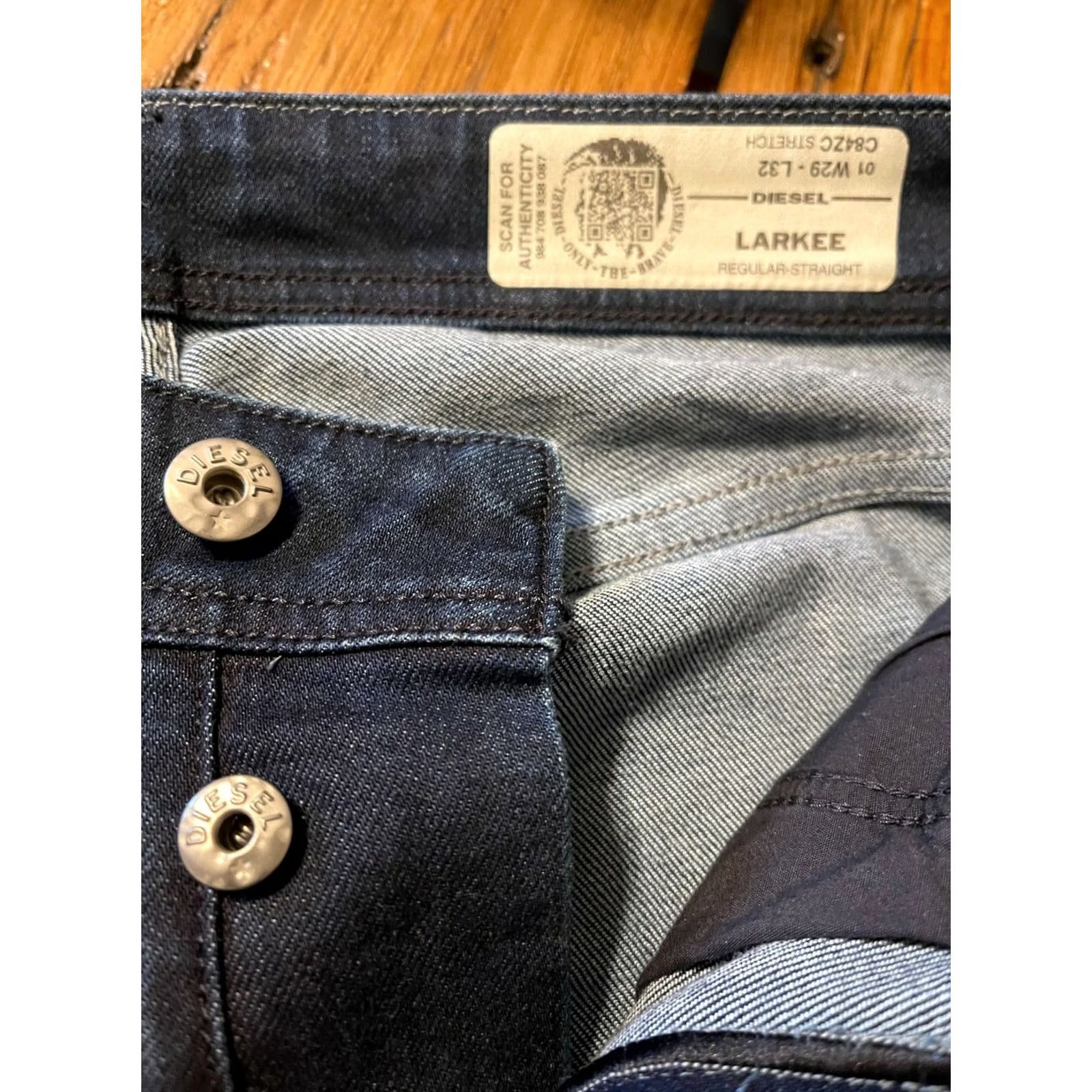 Diesel Diesel Larkee C84ZC Regular Straight Button Fly Denim Jeans - Men's 29x32 Blue Classic Cotton Blend Medium Fabric Wash Size US 31 - 6 Thumbnail
