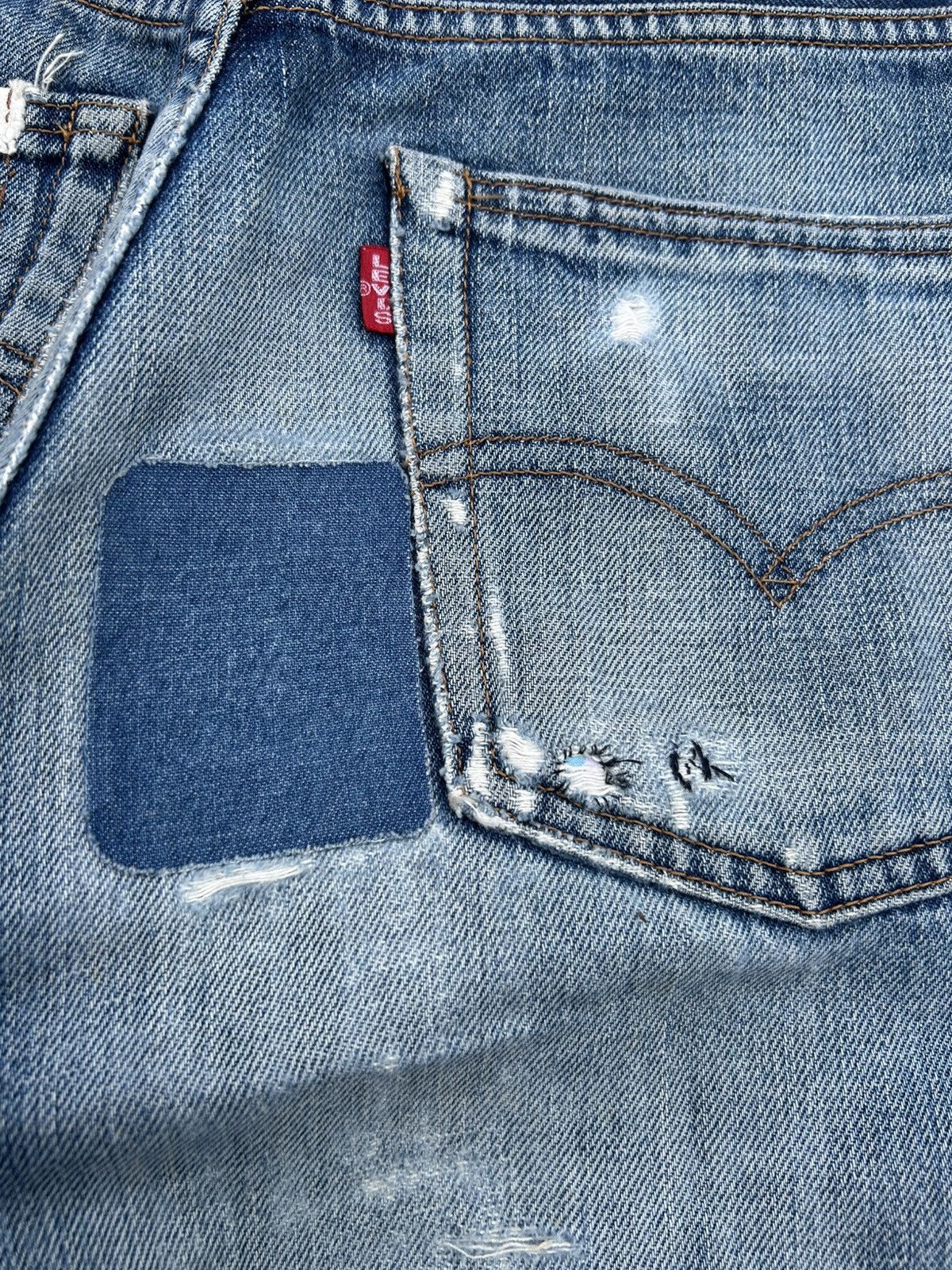 Kapital Thrashed Vintage Levis big E Selvedge Repair Denim jeans Size US 30 / EU 46 - 16 Thumbnail