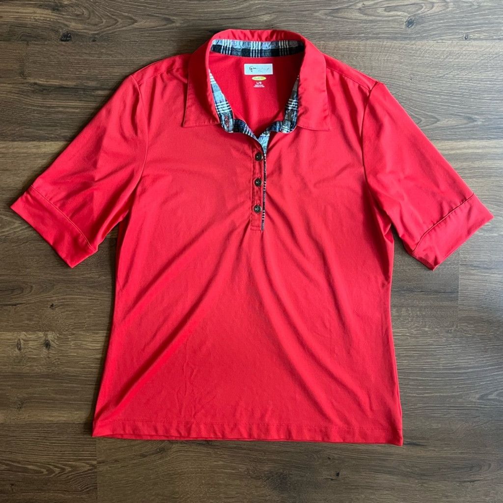 Greg Norman Greg Norman Short Sleeve PLAY Dry Red Polo – Size L ⛳ Size L / US 10 / IT 46 - 1 Thumbnail