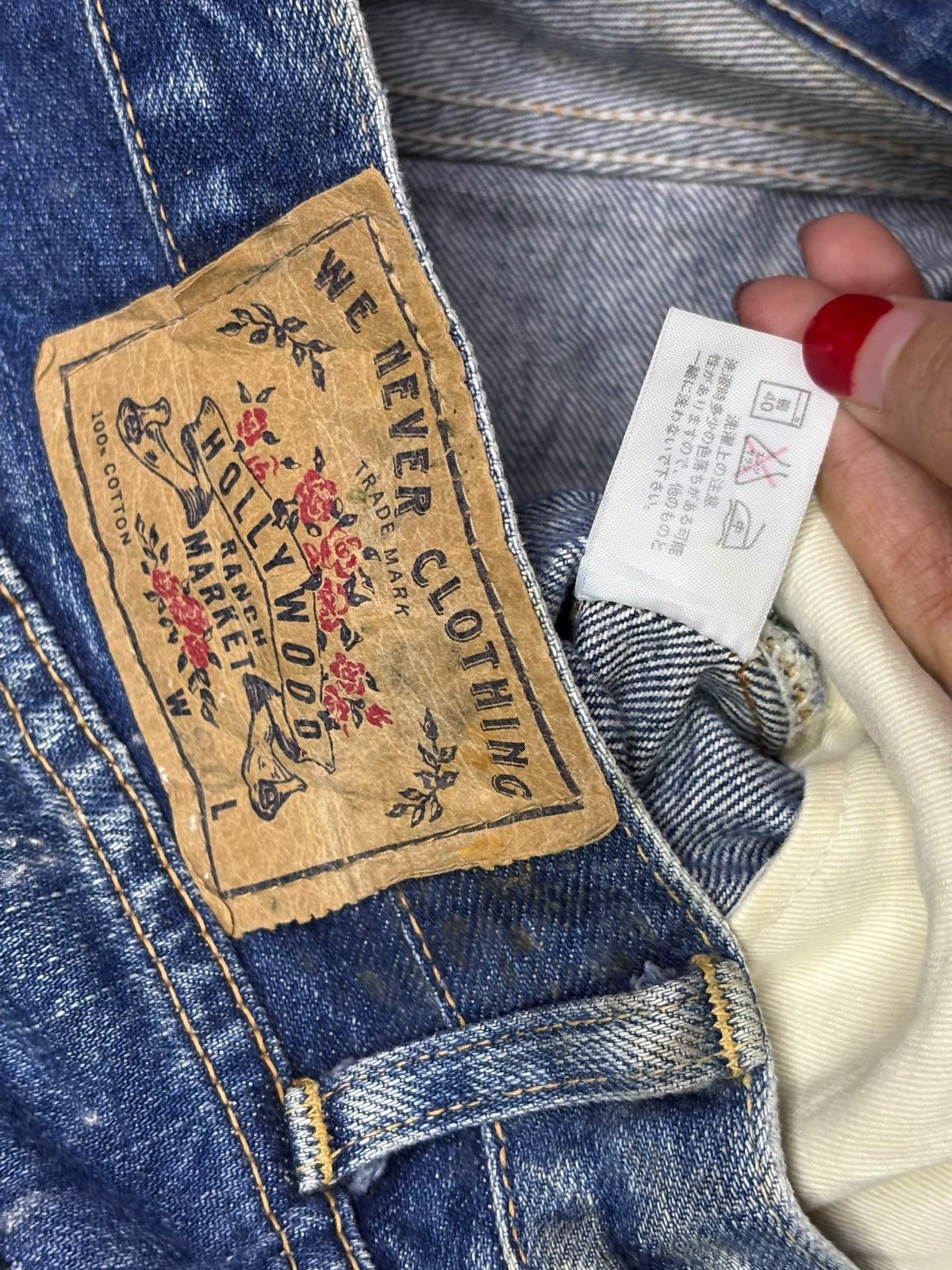 HOLLYWOOD RANCH MARKET × Japanese Brand Vintage HR Market Button Fly Mud Wash Jeans Size US 30 / EU 46 - 13 Thumbnail