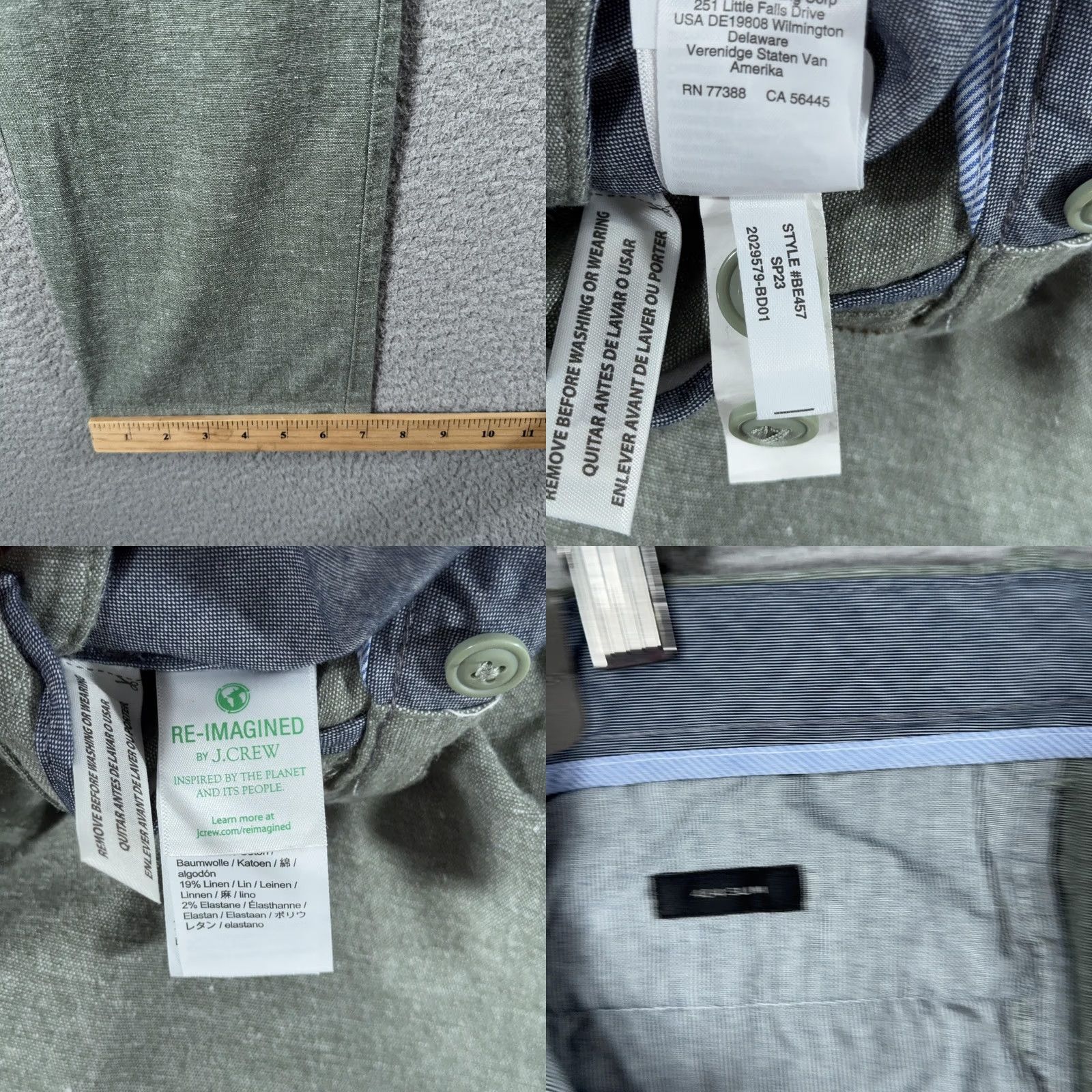 J.Crew J.CREW Chino Pants Mens Green Slim Stretch Twill 34x32 Size US 34 / EU 50 - 9 Thumbnail