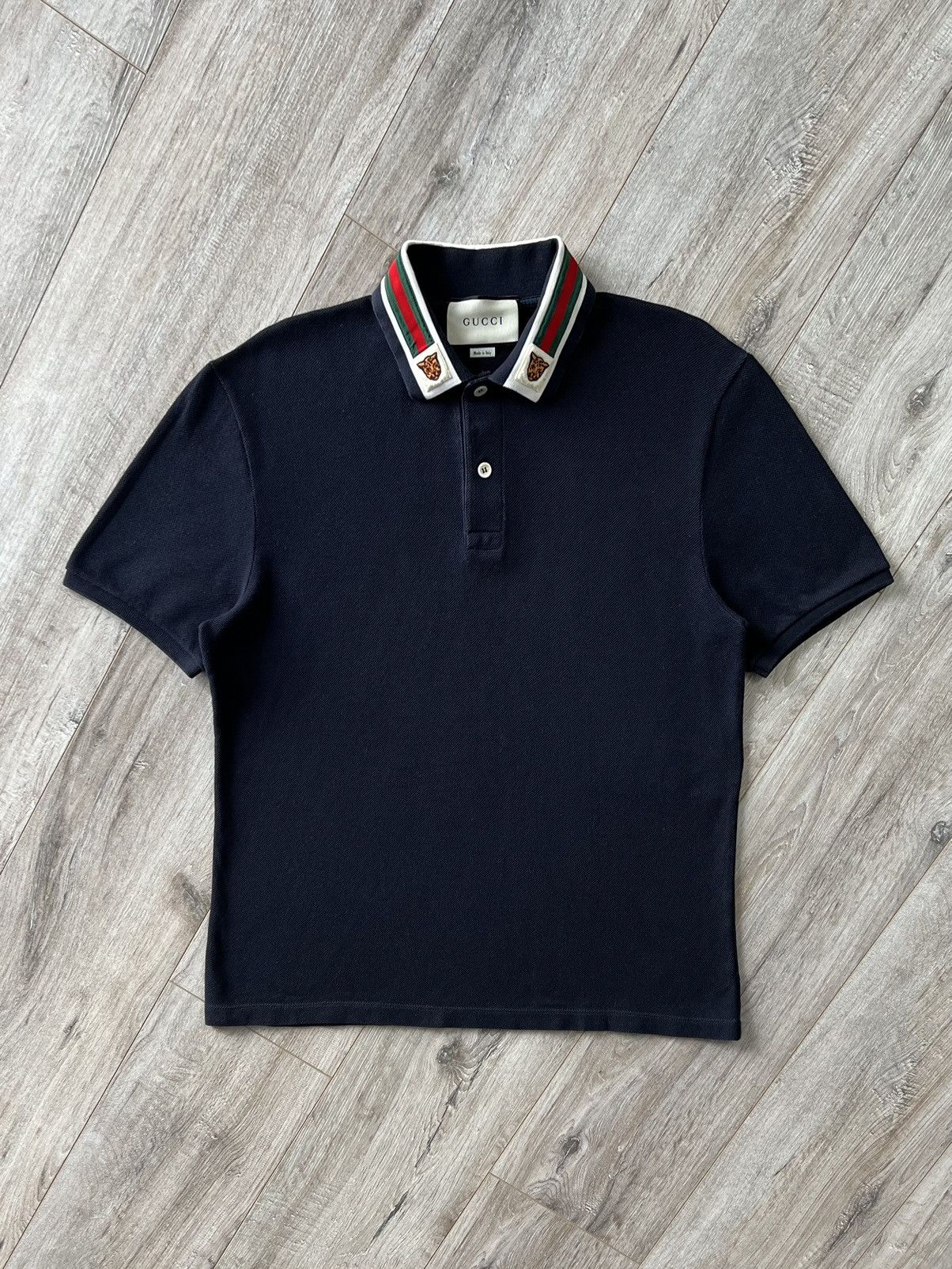 Gucci GUCCI Cotton Polo with Web Stipe and Tiger Head(Retail 800$) Size US L / EU 52-54 / 3 - 1 Thumbnail