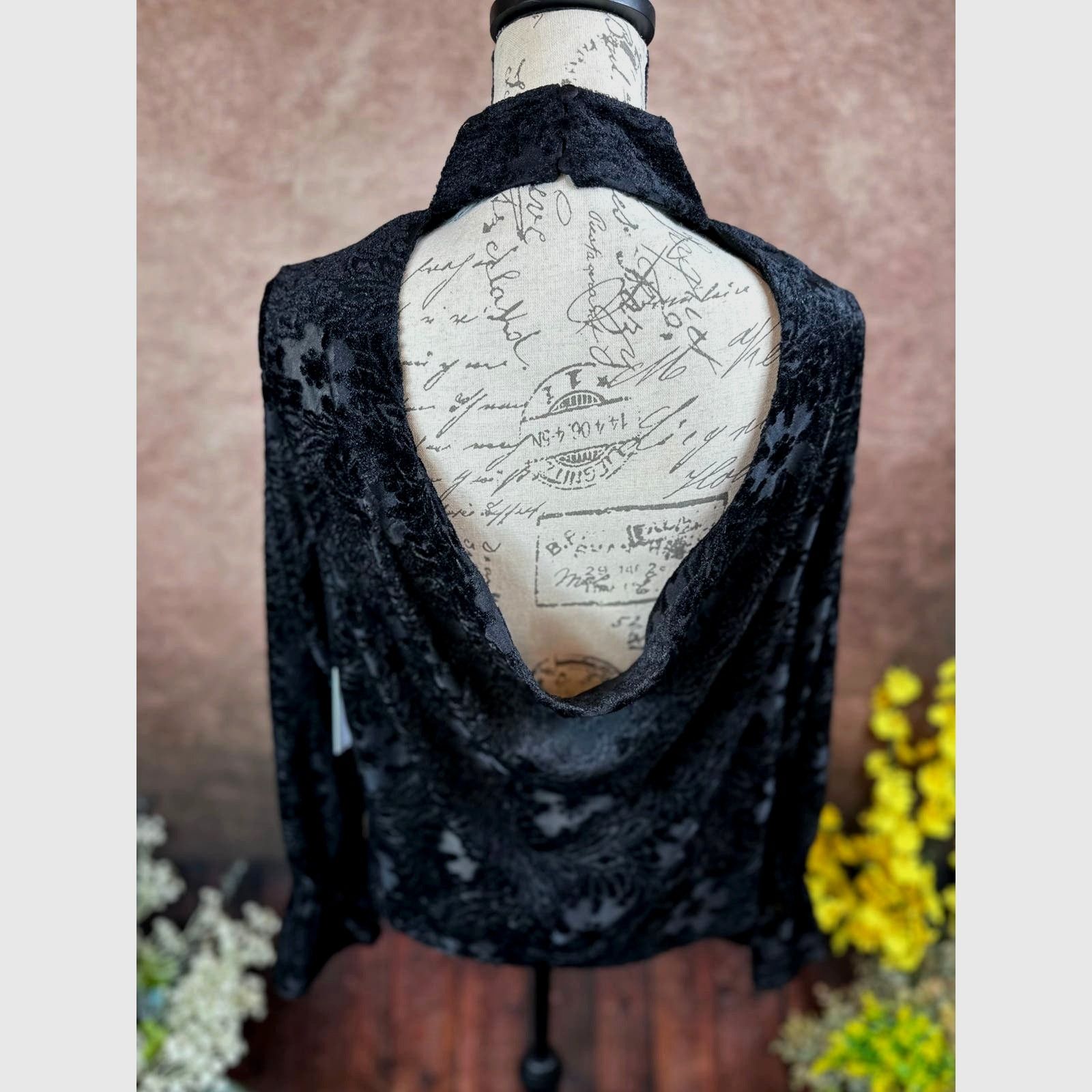 Other 1. State High Neck Open Back Long Sleeve Blouse Rich Black M Size M / US 6-8 / IT 42-44 - 15 Thumbnail