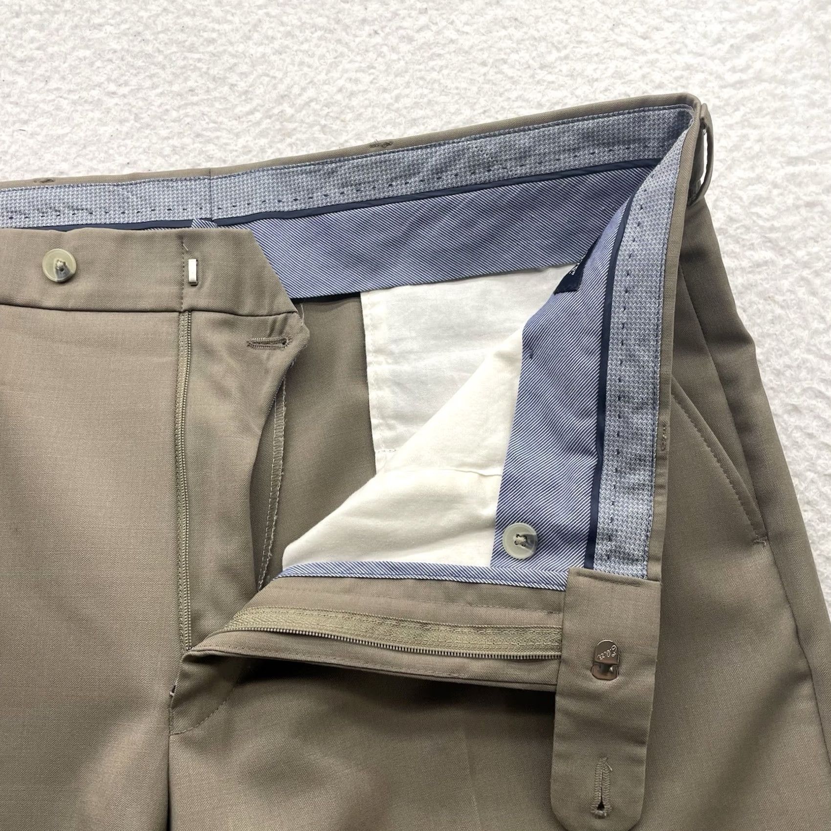 Vintage BALLIN Dress Pants Mens 37x32 Wool Khaki Brown Comfort-EZE Super 120s Size US 37 - 5 Thumbnail